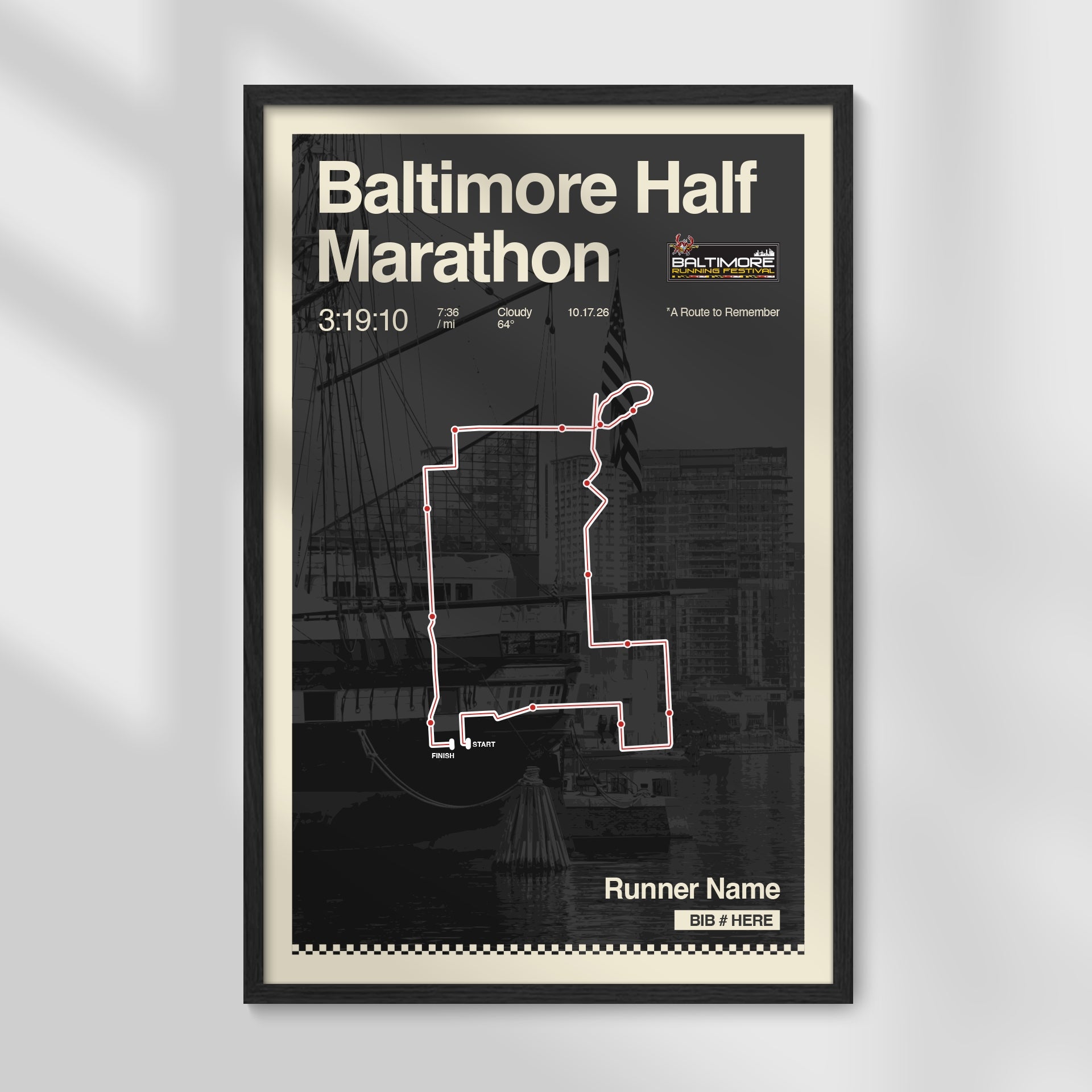 Baltimore Marathon Personalized Race Print