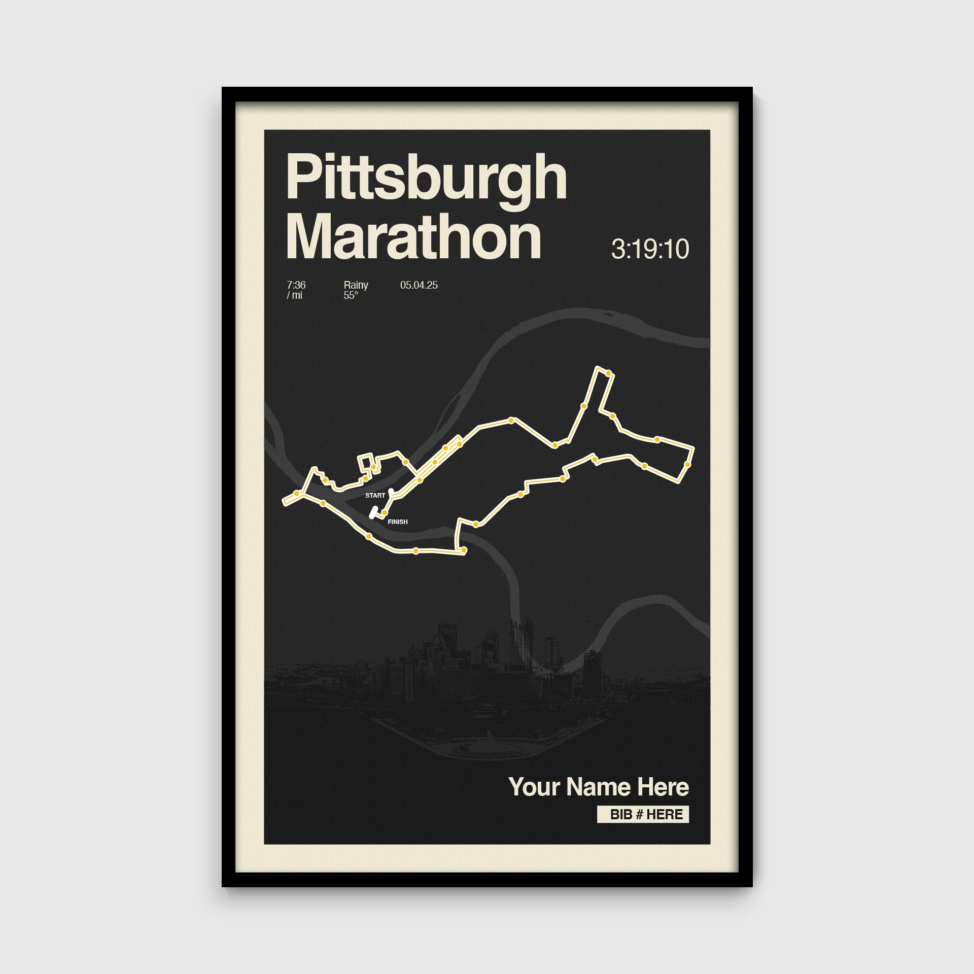 Pittsburg Marathon Personalized Race Print