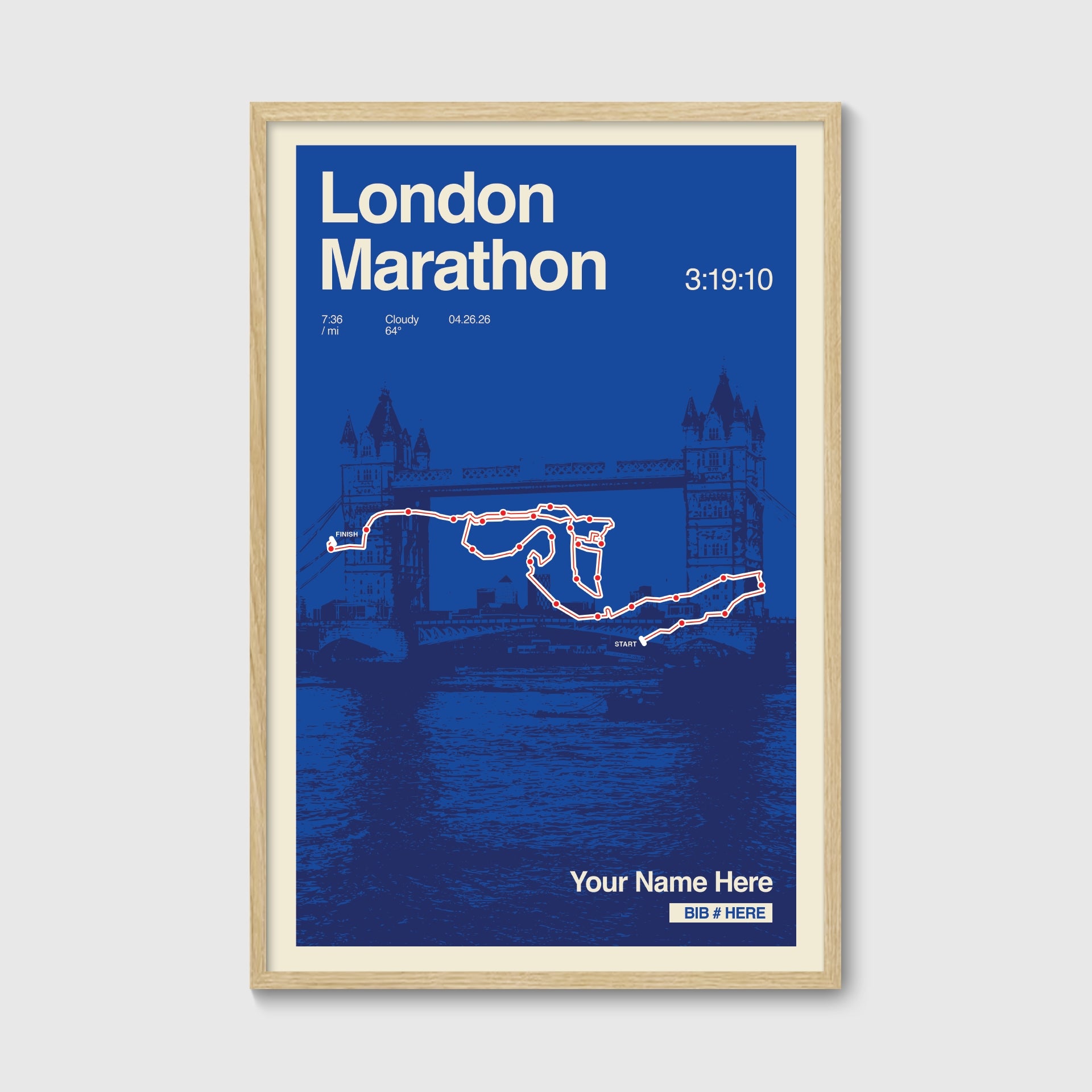 London Marathon Personalized Race Print