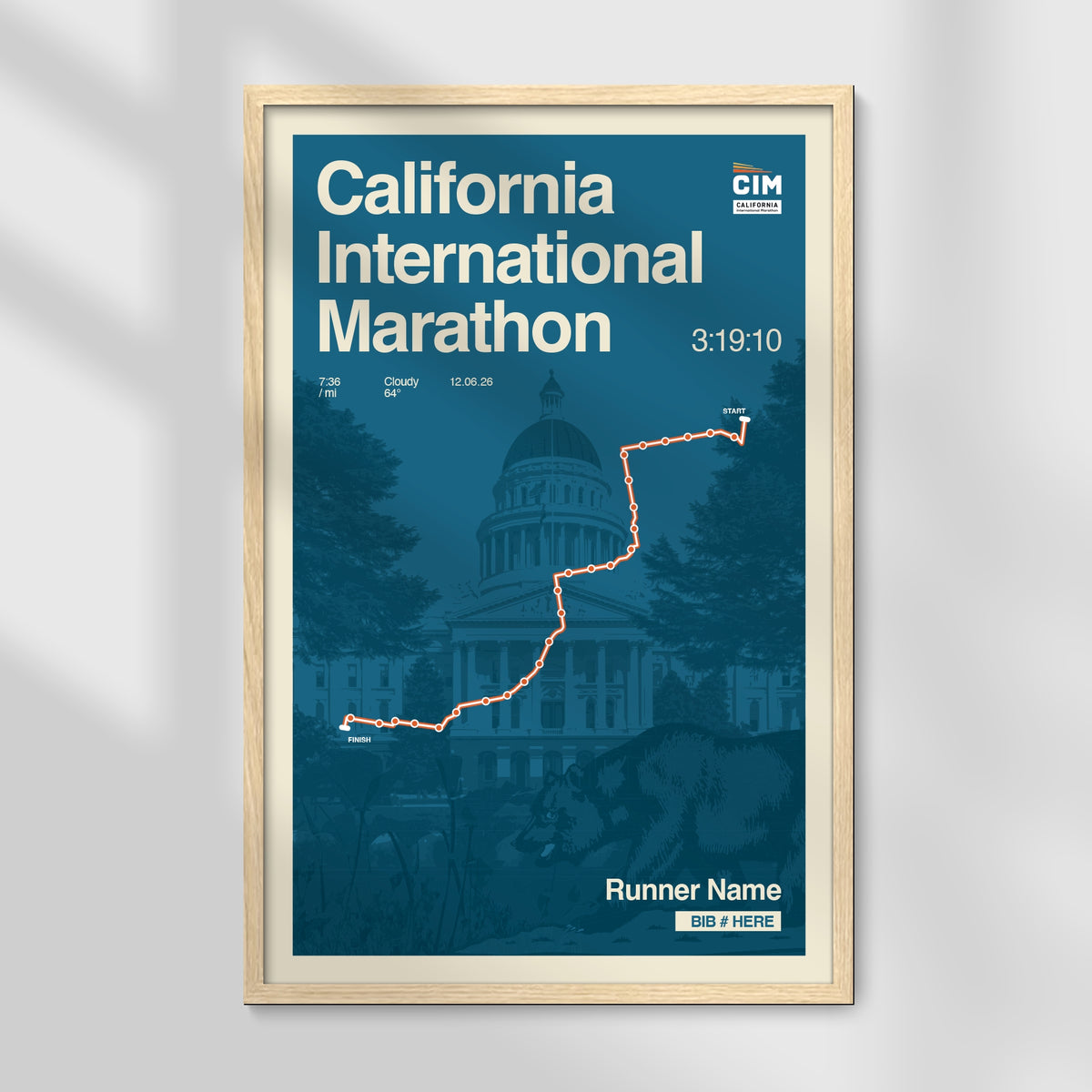 California International Marathon (CIM) Personalized Race Print