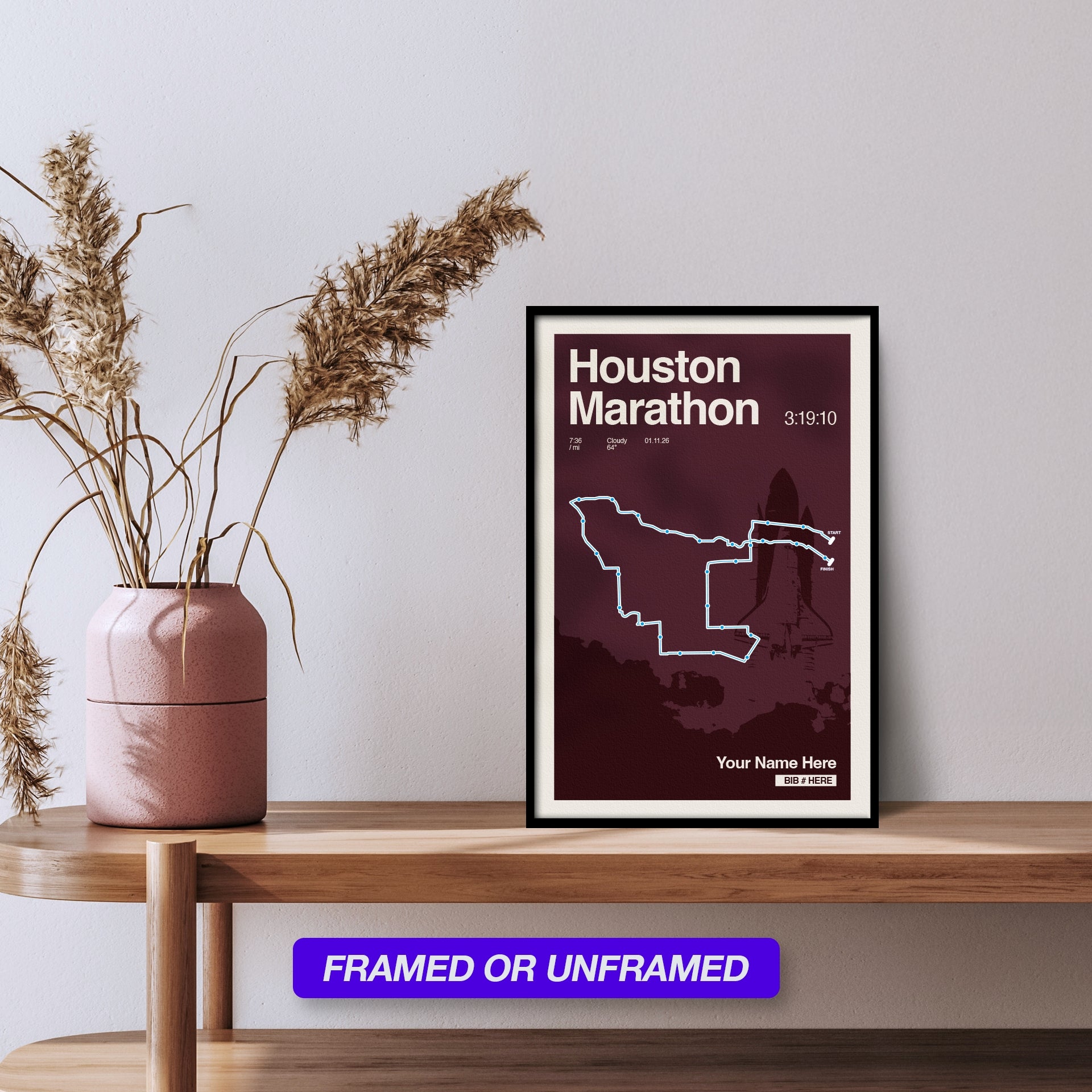 Houston Marathon Personalized Race Print