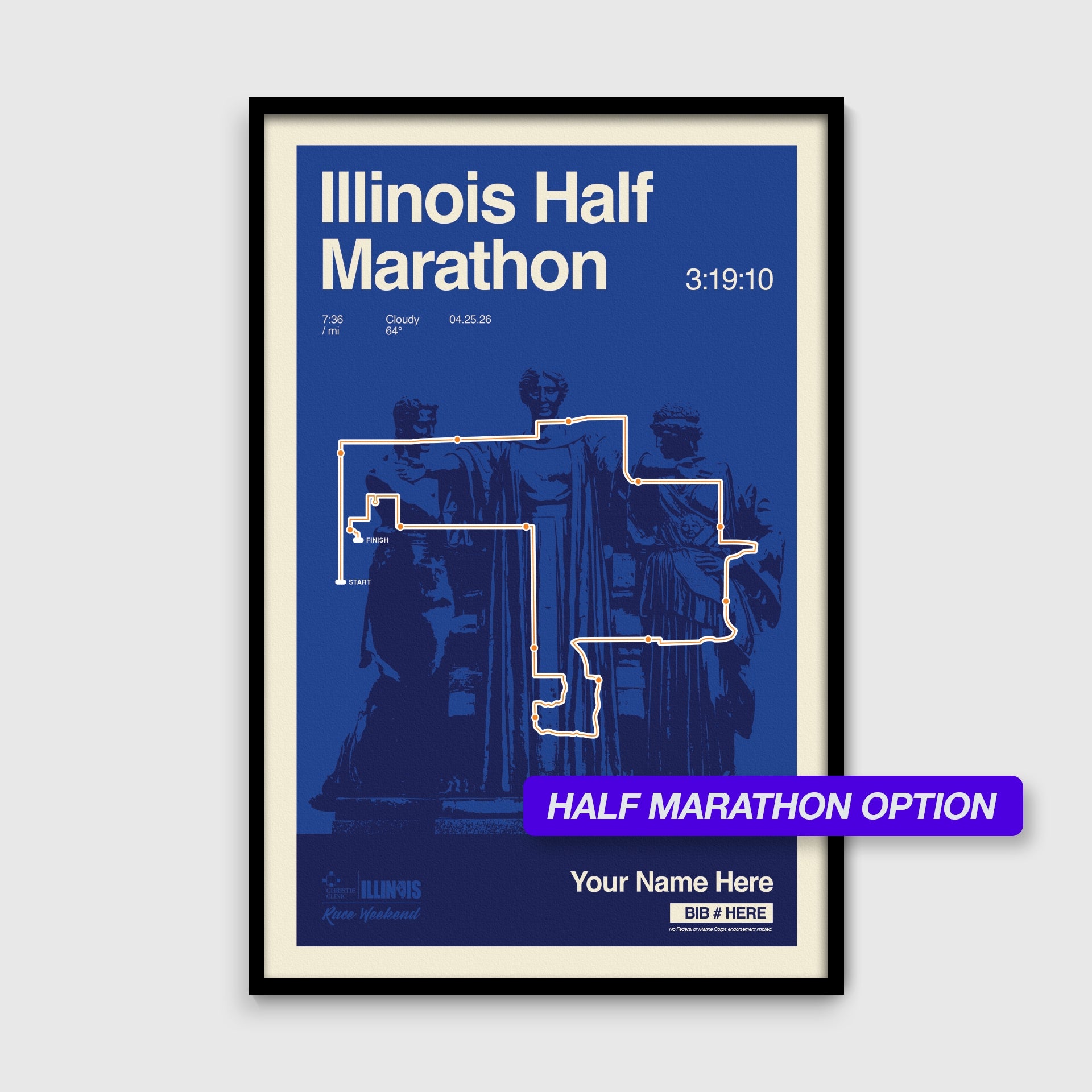Illinois Marathon Personalized Race Print