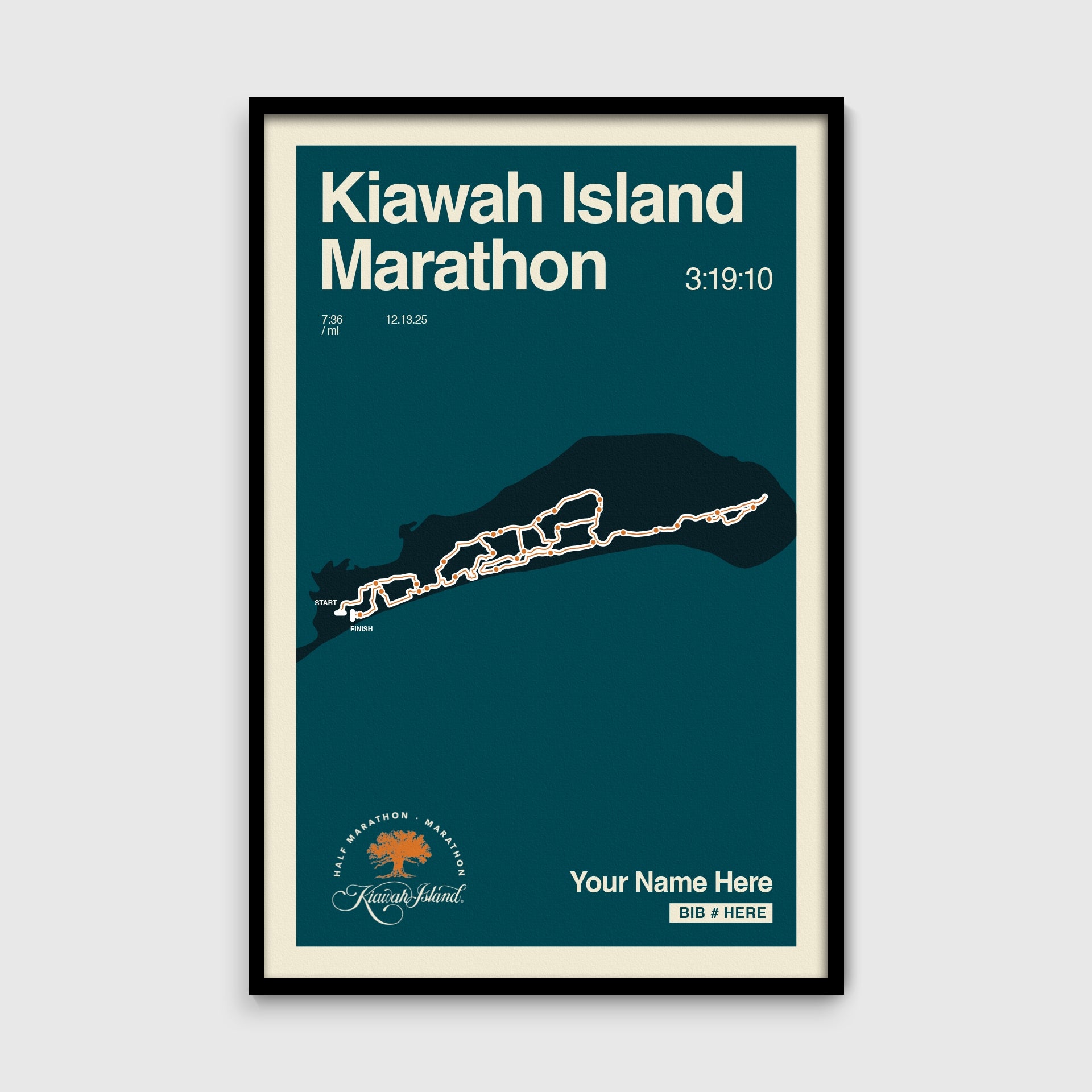 Kiawah Island Marathon Personalized Race Poster