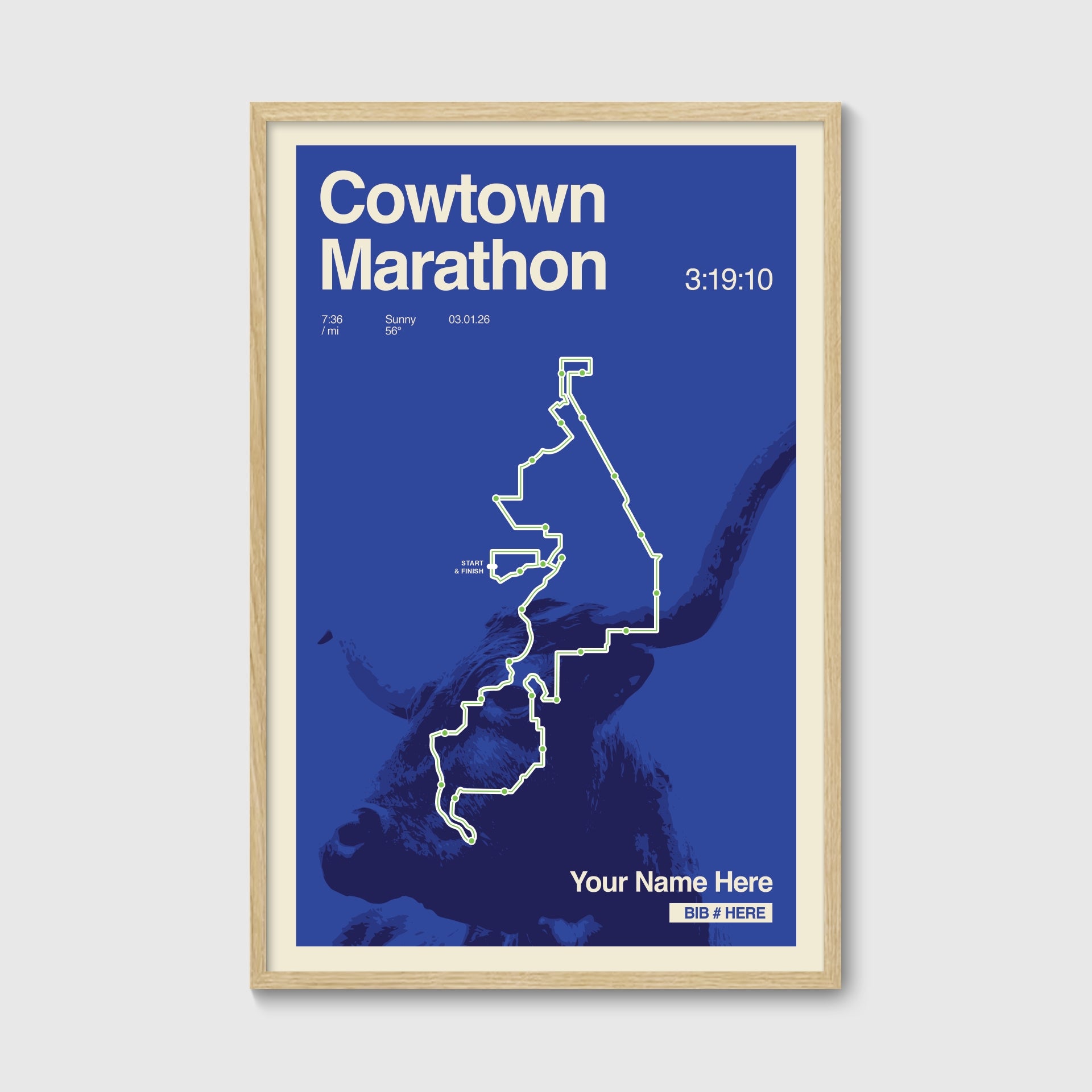Cowtown Marathon Personalized Race Print
