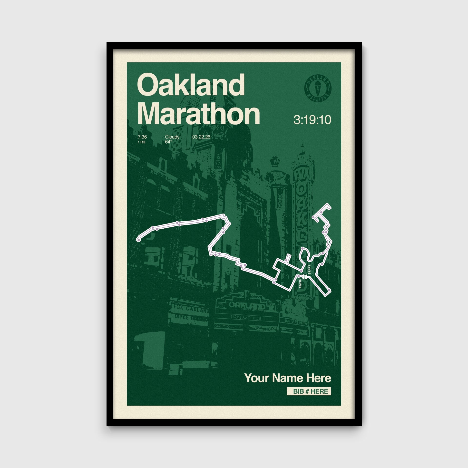 Oakland Marathon Personalized Race Print