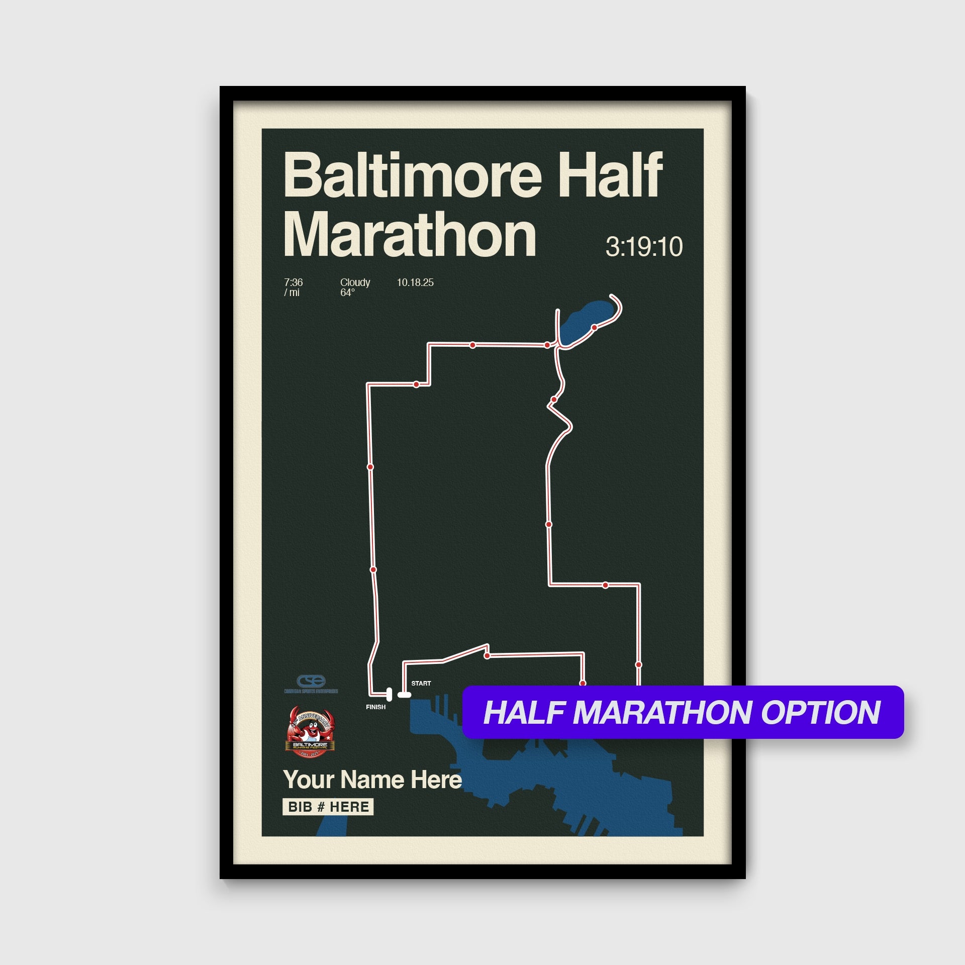 Baltimore Marathon Personalized Race Poster