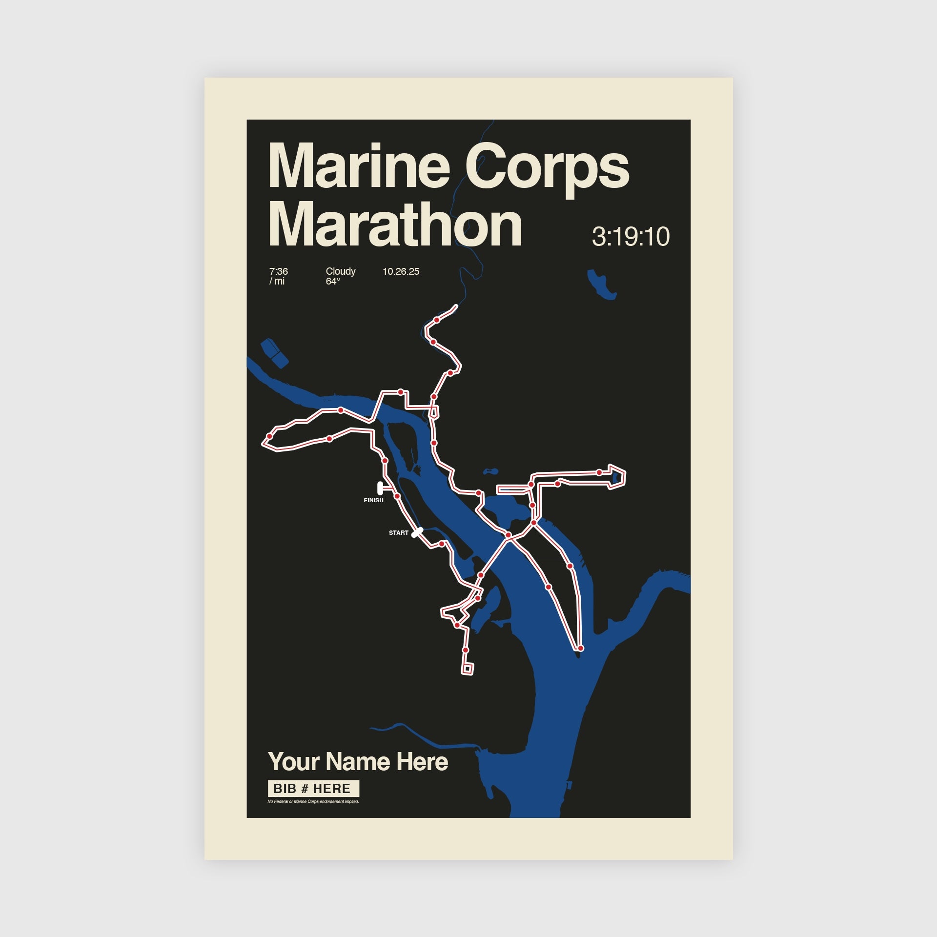 Marine Corps Marathon Personalized Race Print