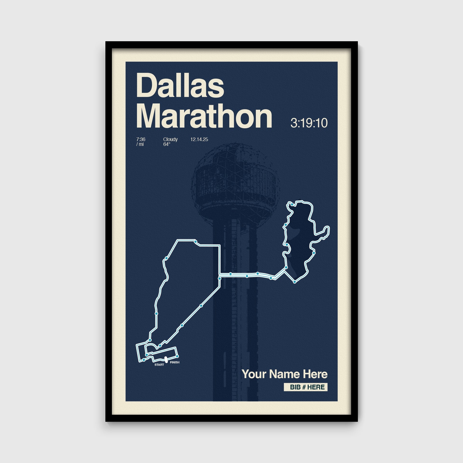 Dallas Marathon Personalized Race Print