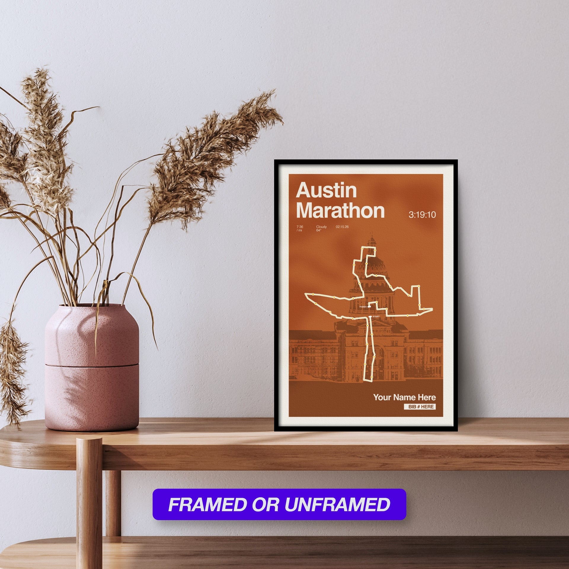 Austin Marathon Personalized Race Print