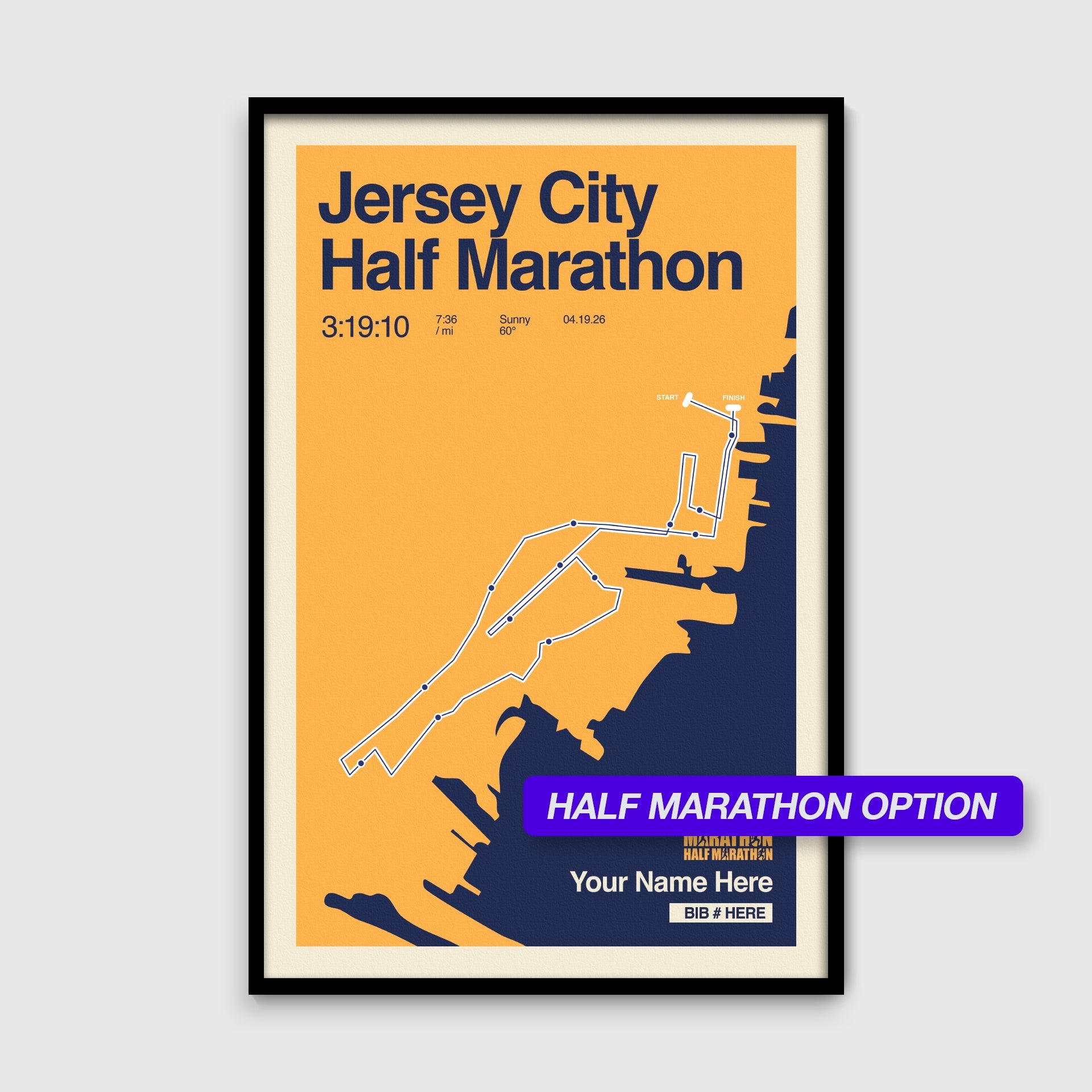 Jersey City Marathon Personalized Race Print