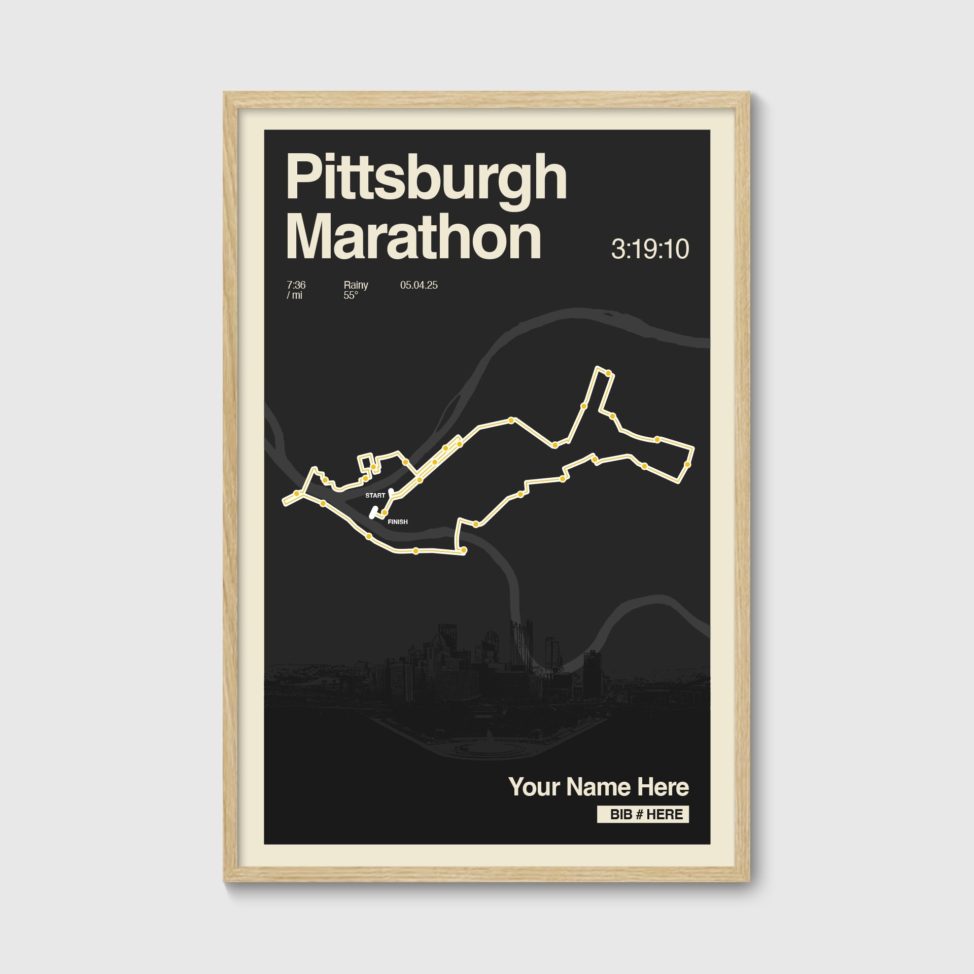 Pittsburg Marathon Personalized Race Print