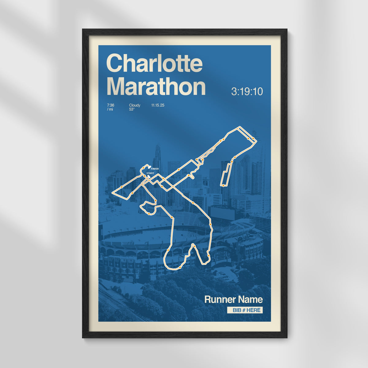 Charlotte Marathon Personalized Race Print
