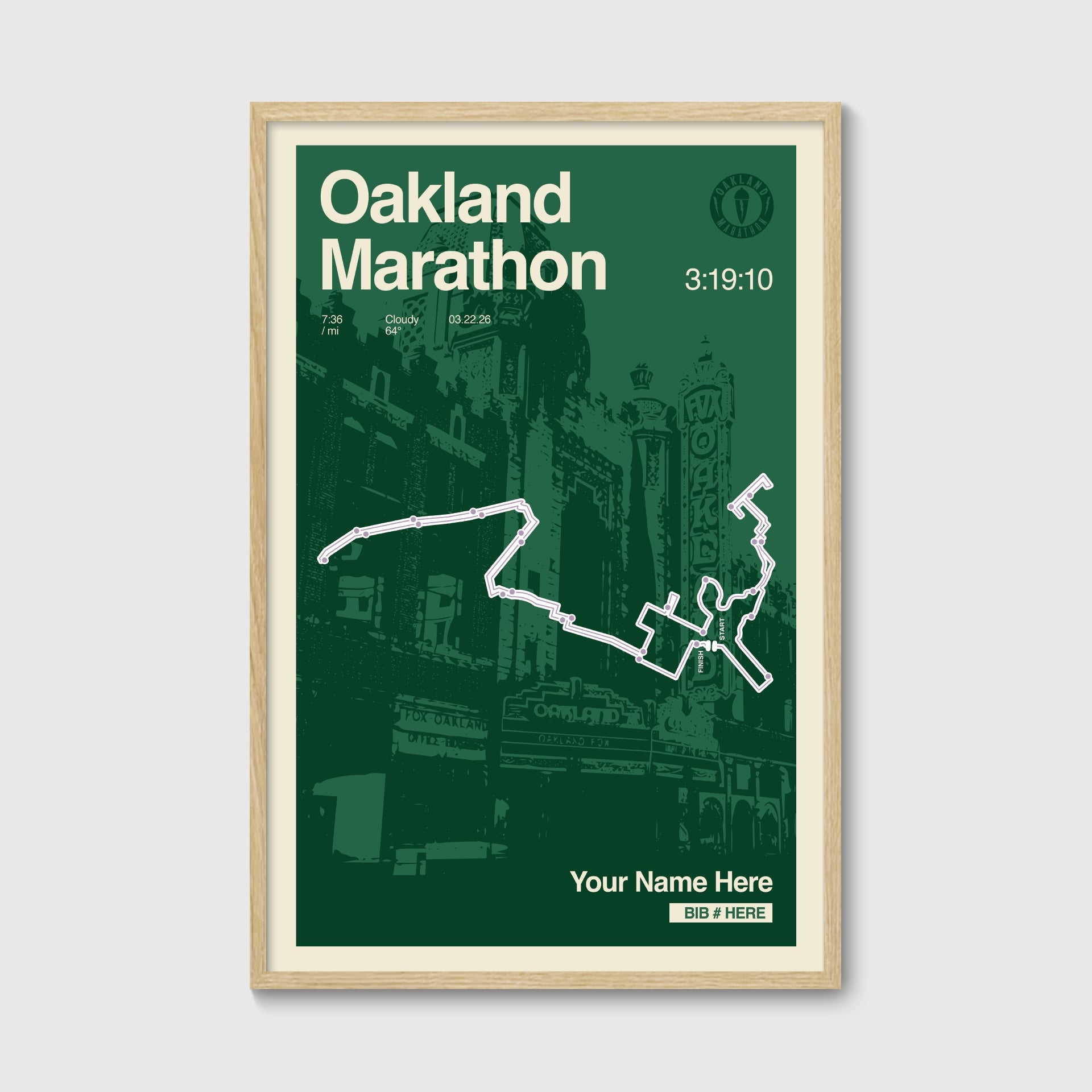 Oakland Marathon Personalized Race Print