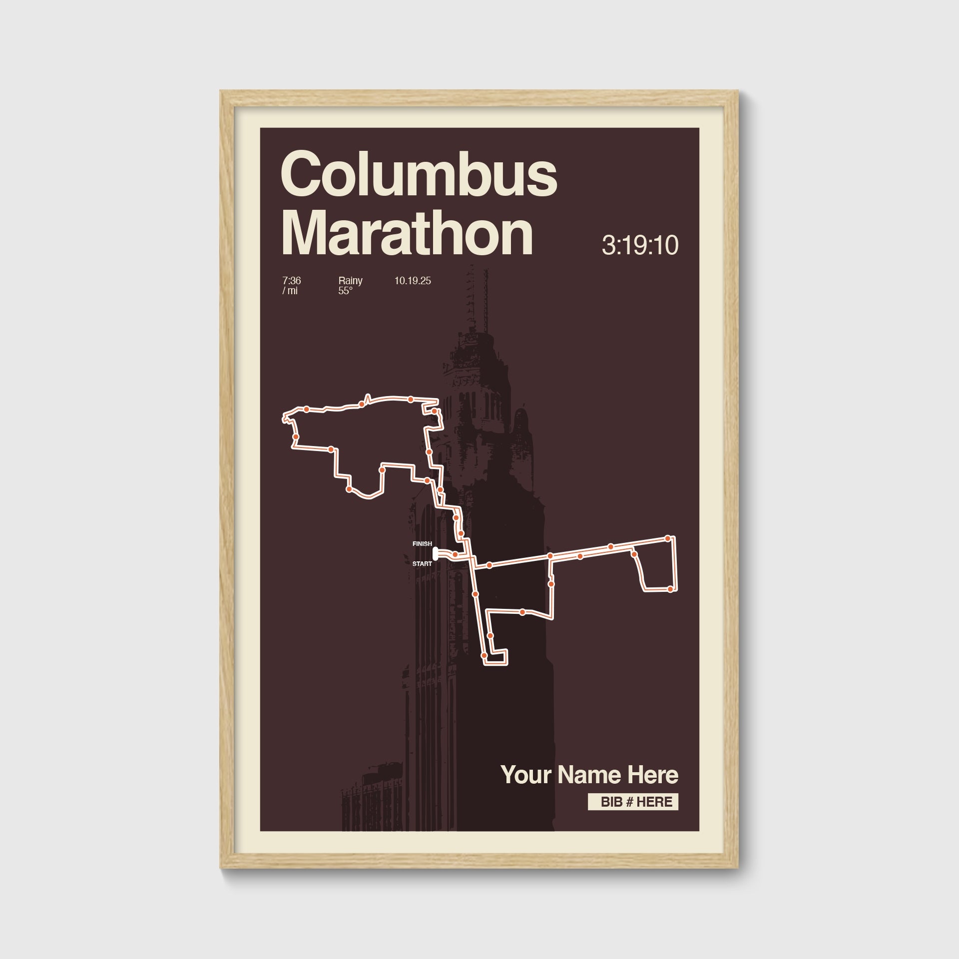 Columbus Marathon Personalized Race Print