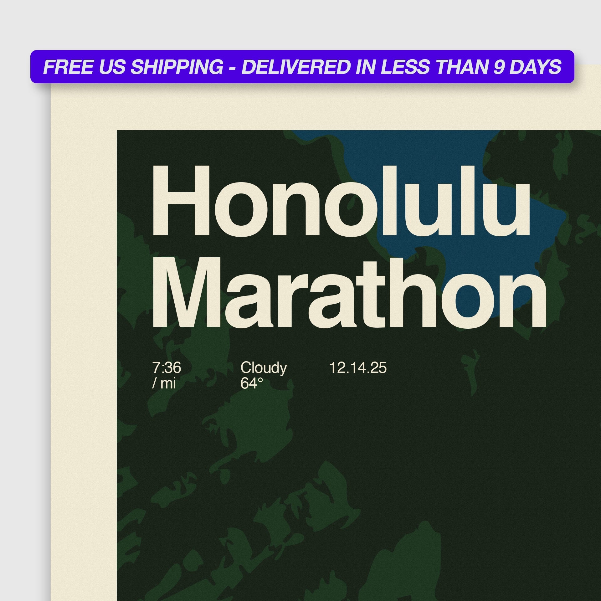 Honolulu Marathon Personalized Race Poster