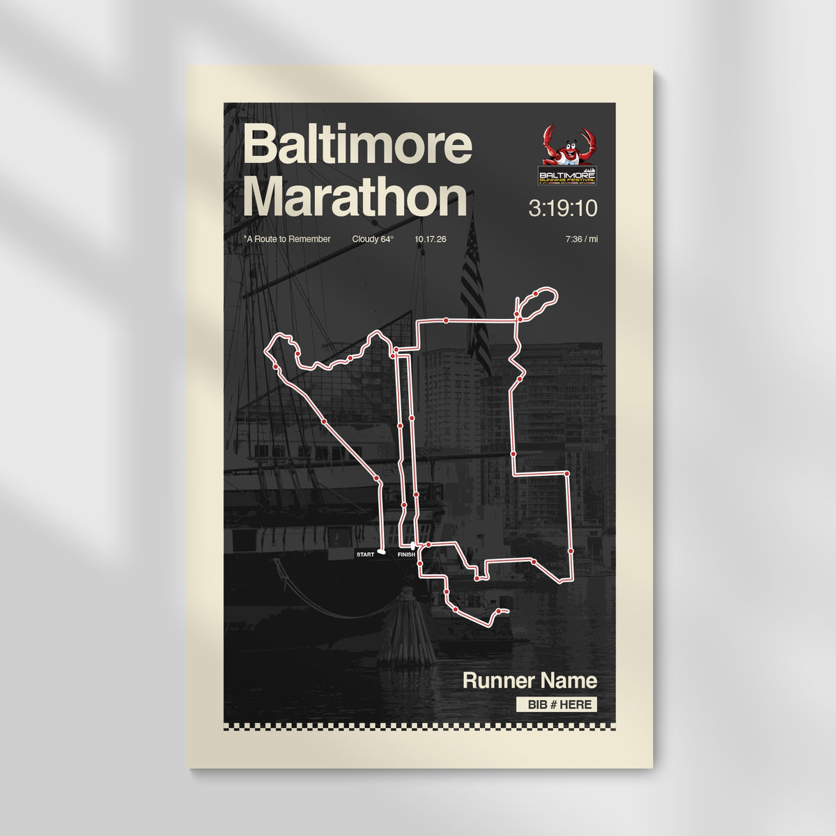 Baltimore Marathon Personalized Race Print