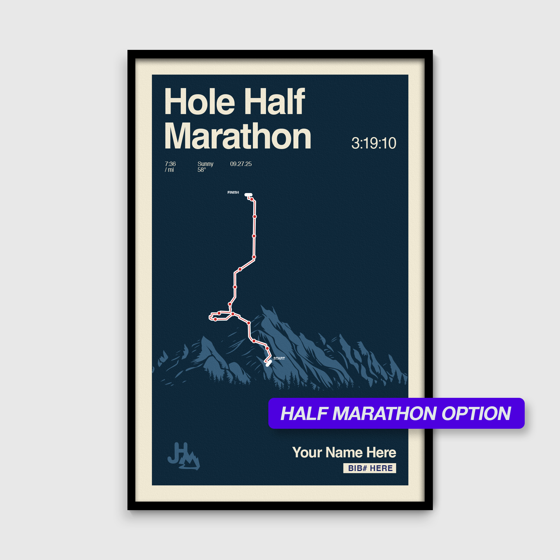 Jackson Hole Marathon Personalized Race Poster