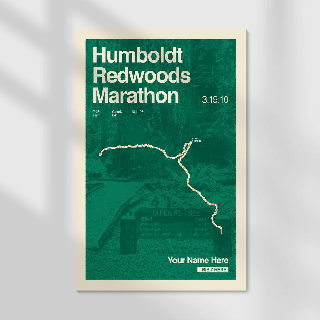 Humboldt Redwoods Marathon Personalized Race Print