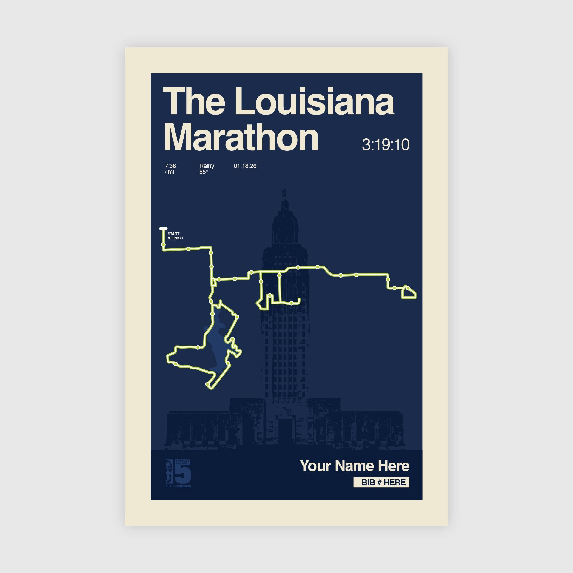 Louisiana Marathon Personalized Race Print