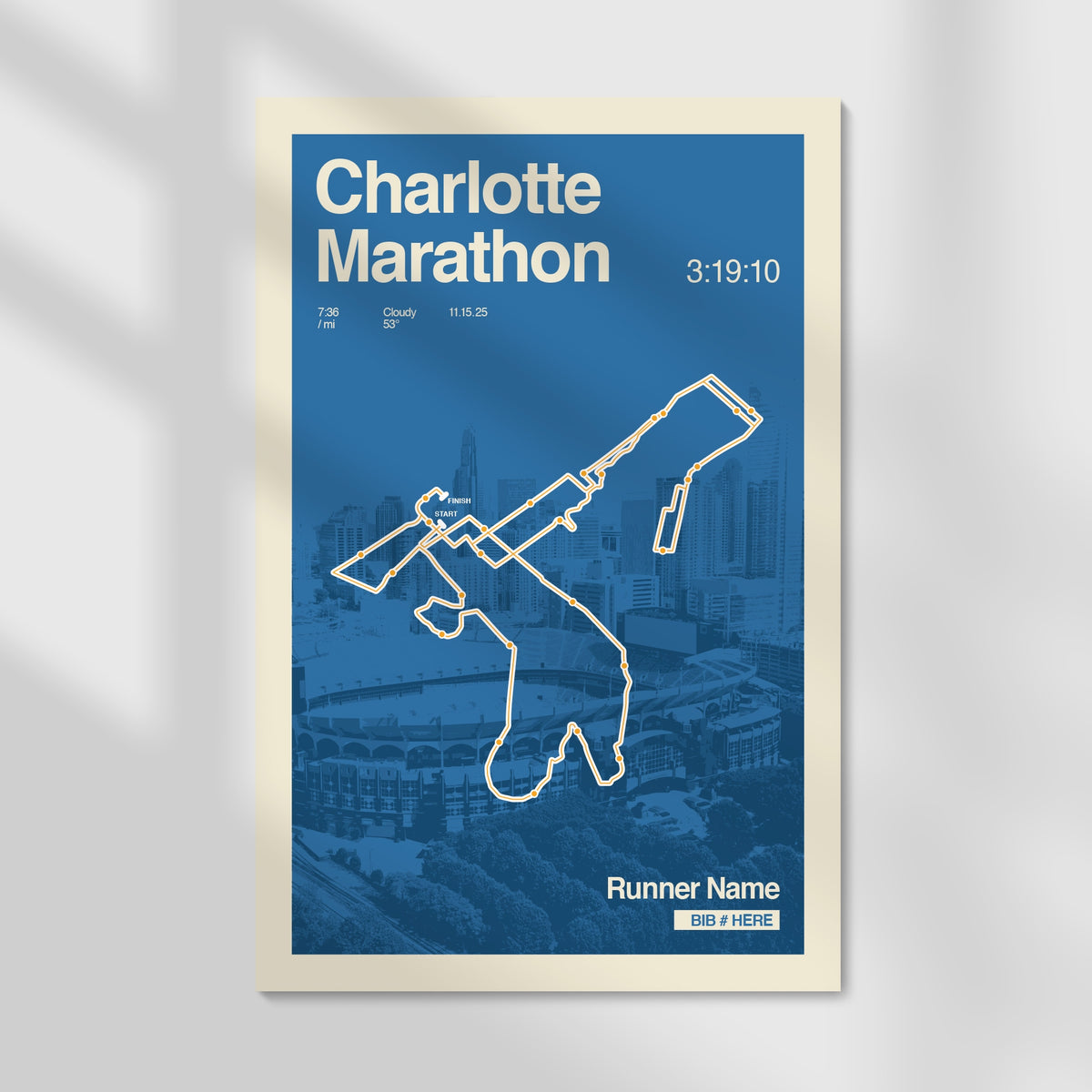 Charlotte Marathon Personalized Race Print