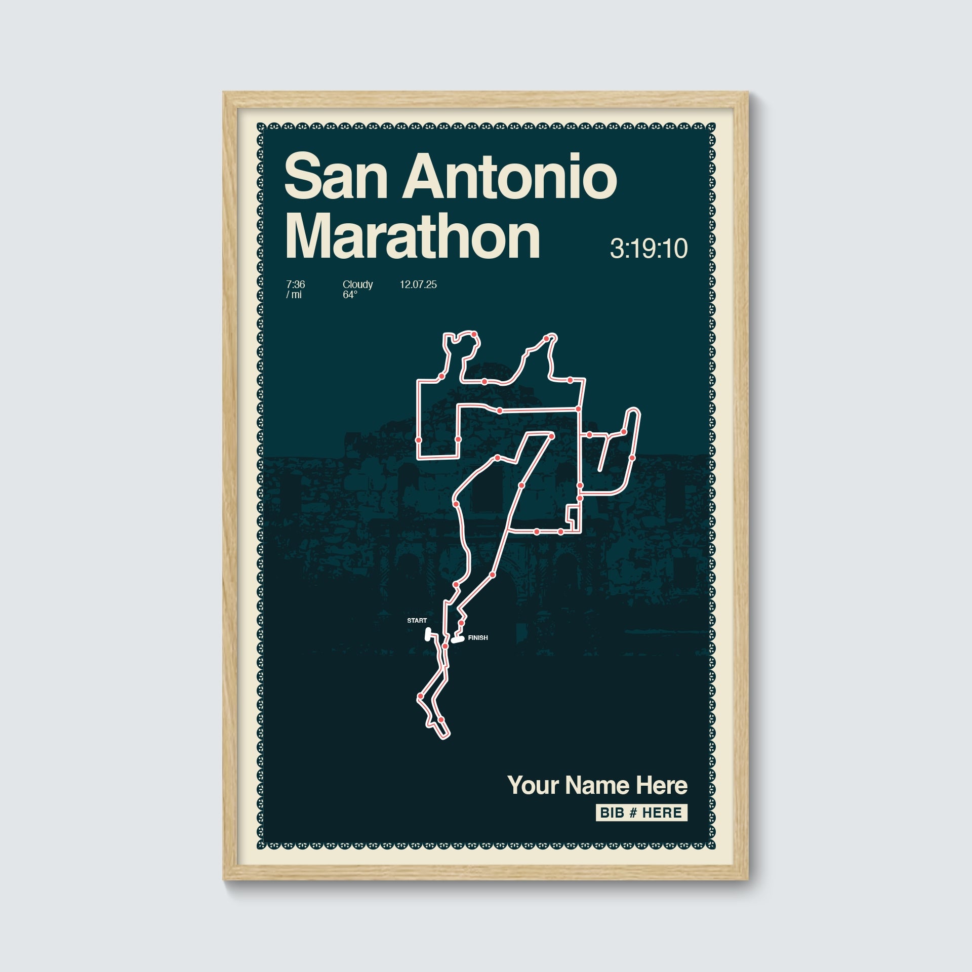 San Antonio Marathon Personalized Race Print
