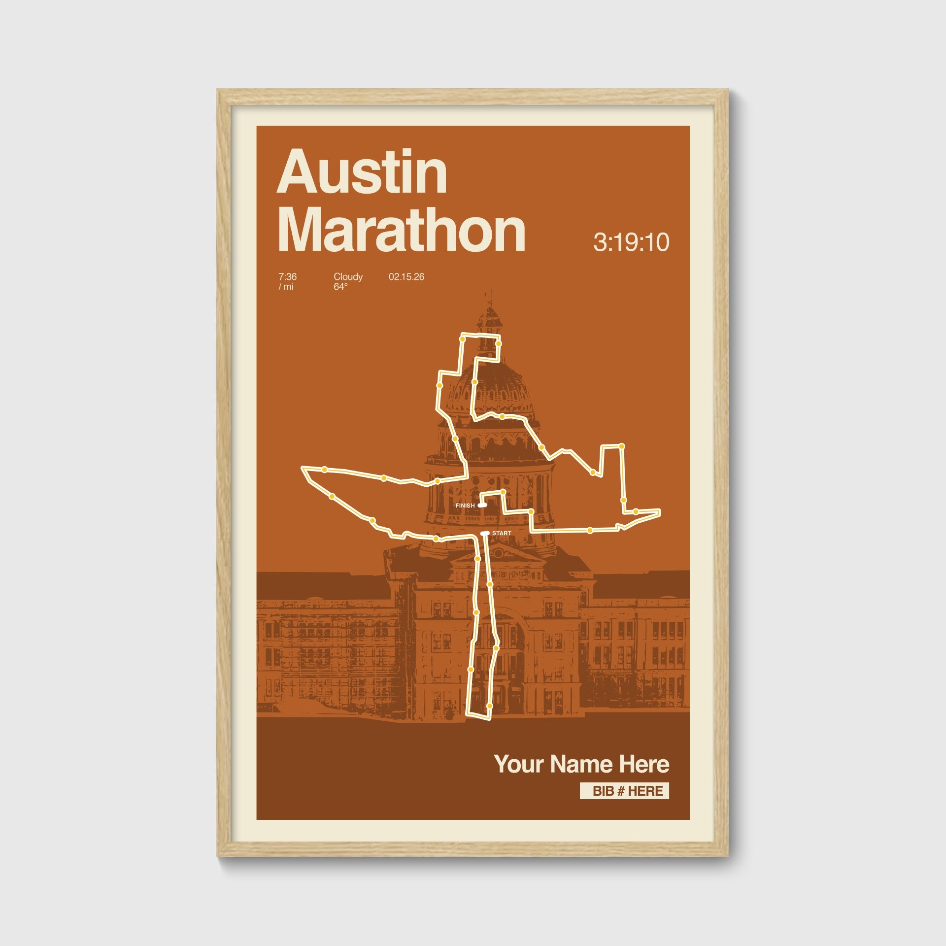 Austin Marathon Personalized Race Print