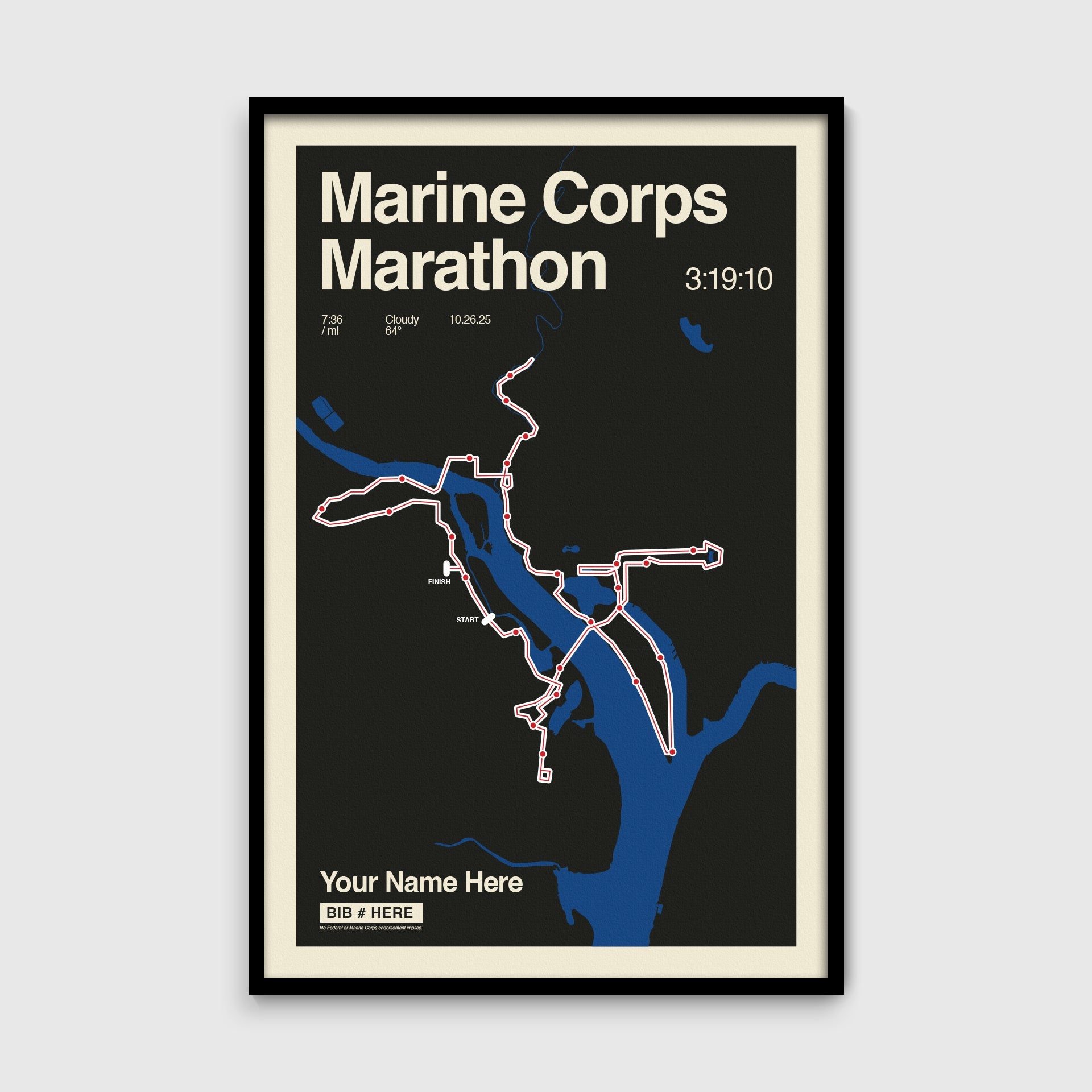 Marine Corps Marathon Personalized Race Print