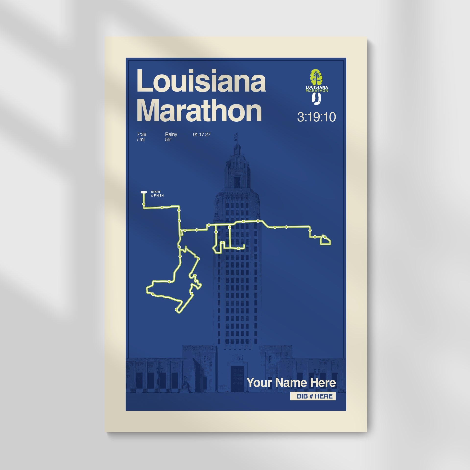 Louisiana Marathon Personalized Race Print