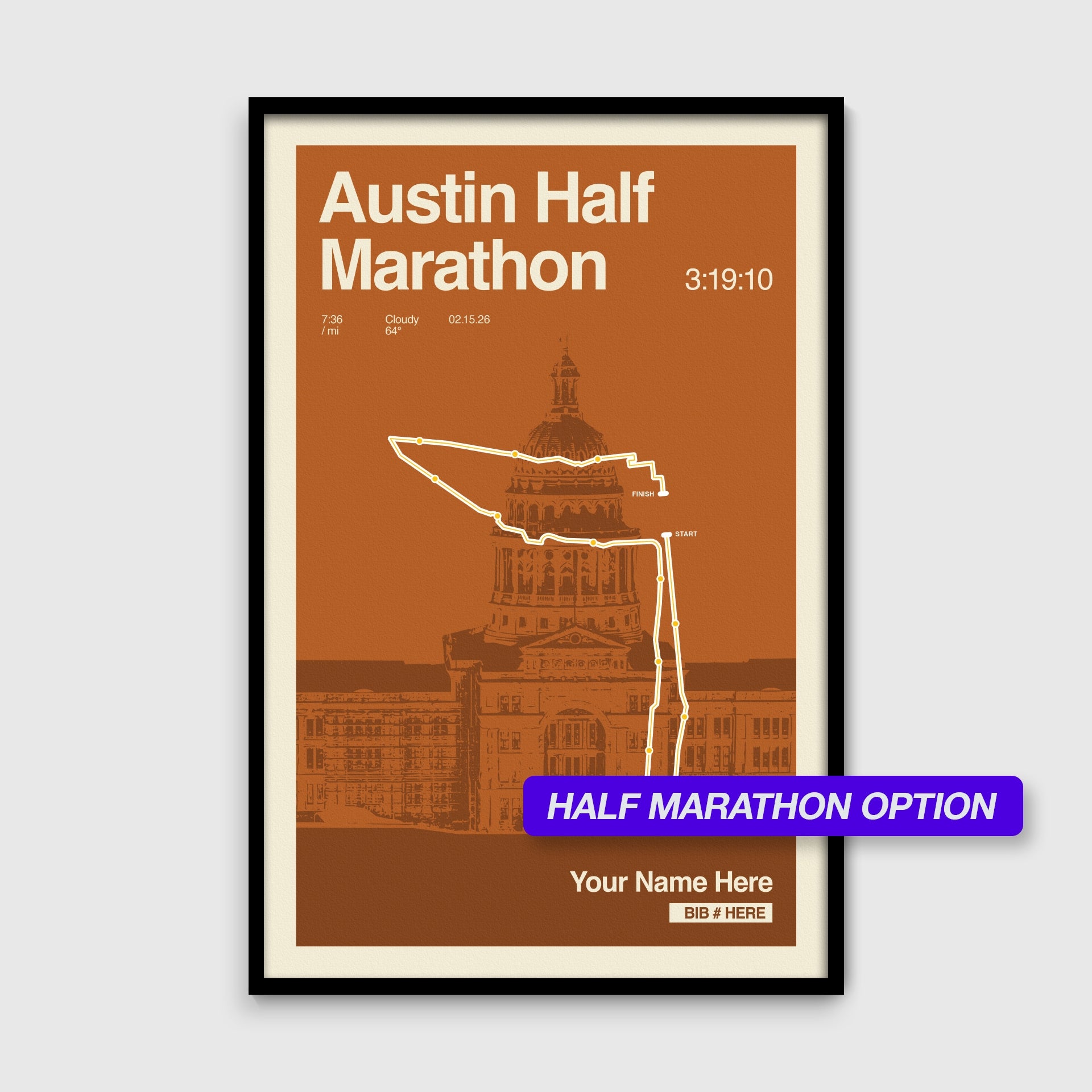 Austin Marathon Personalized Race Print