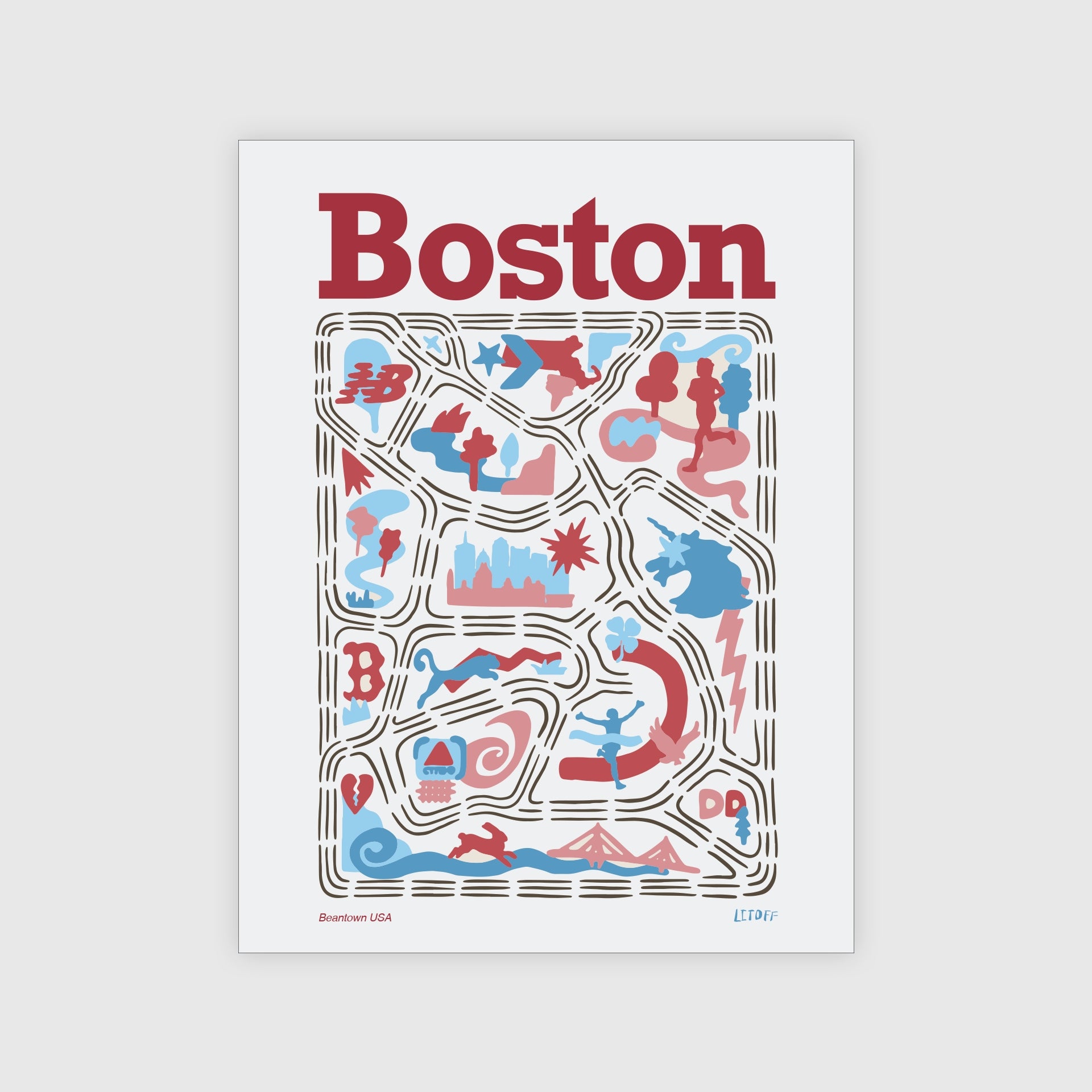 Boston, MA Running Map Print | Litoff Studios x Trackstar