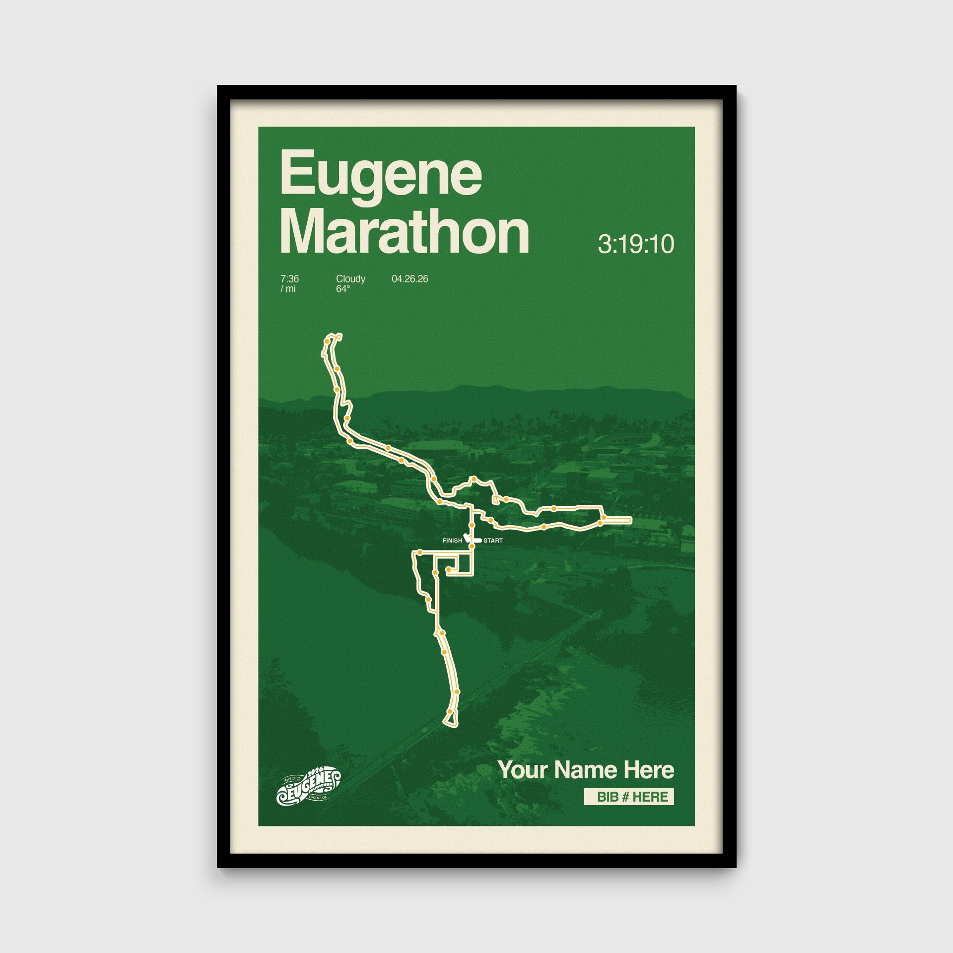 Eugene Marathon Personalized Race Print