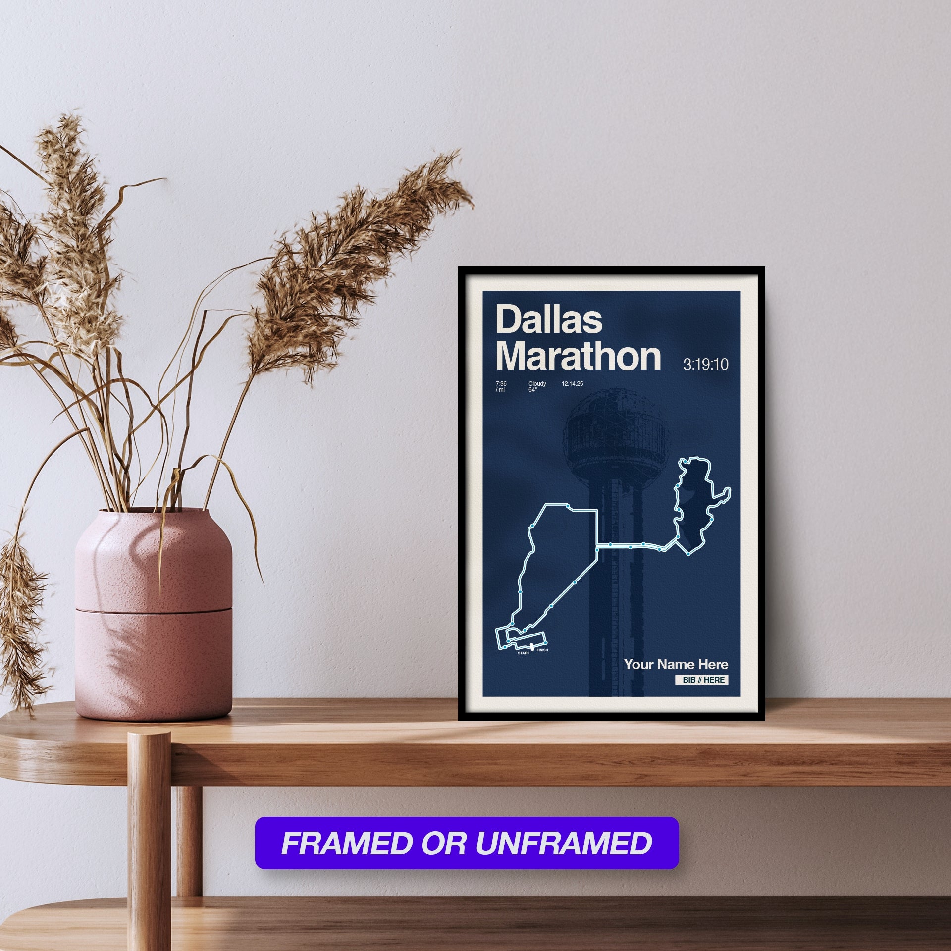 Dallas Marathon Personalized Race Print