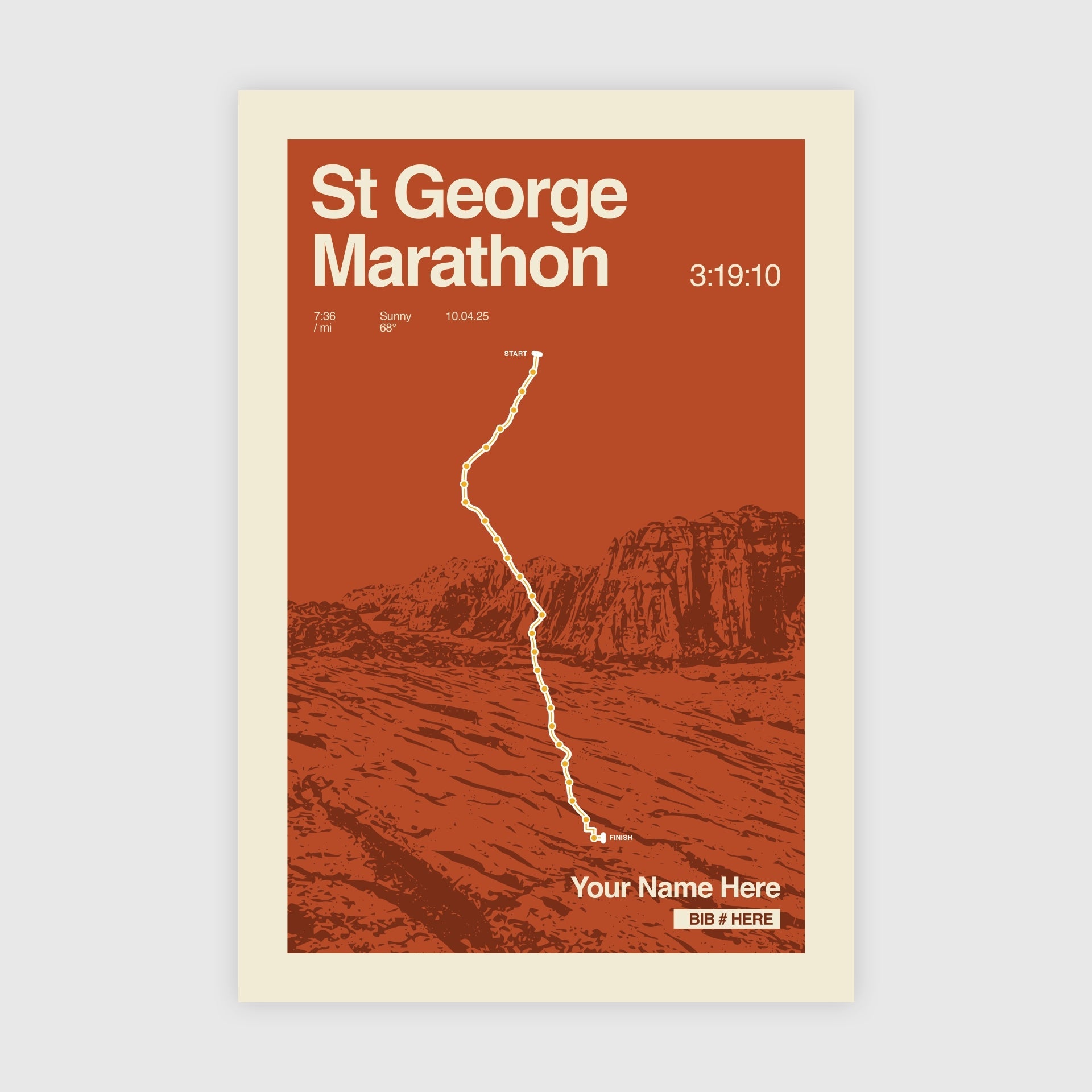 St. George Marathon Personalized Race Print