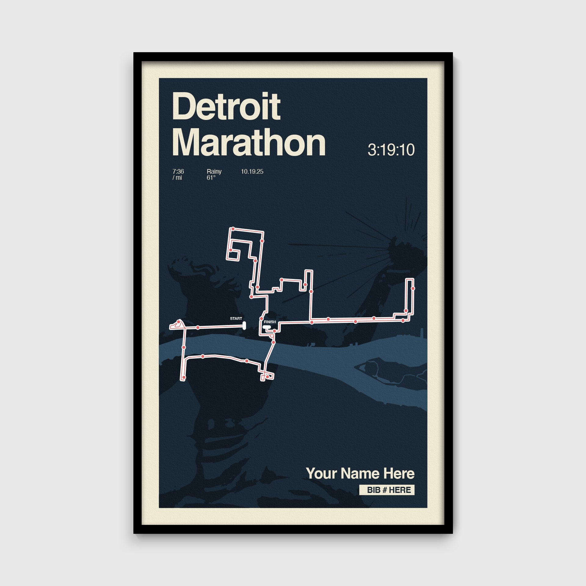 Detroit Marathon Personalized Race Print