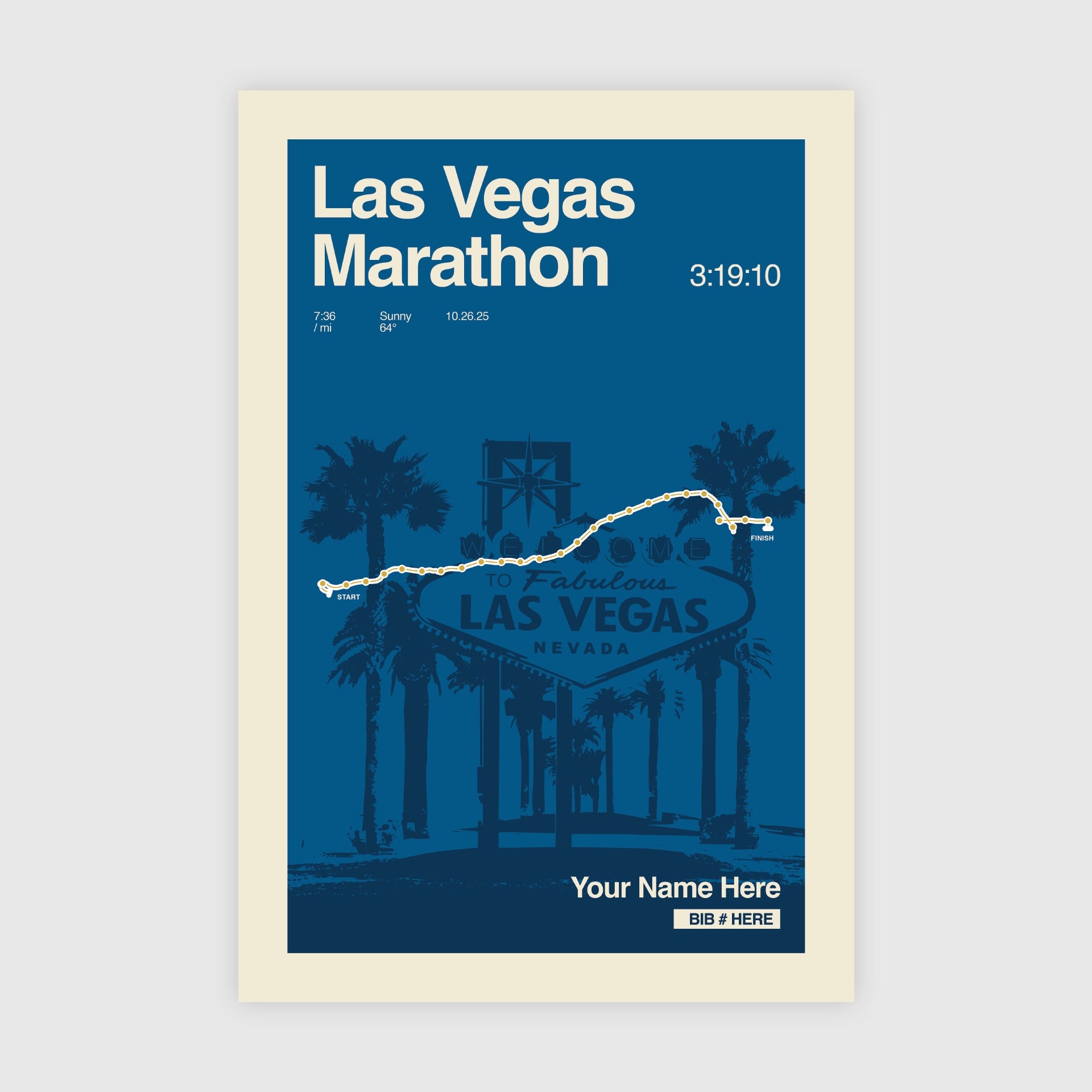 Las Vegas Marathon Personalized Race Print