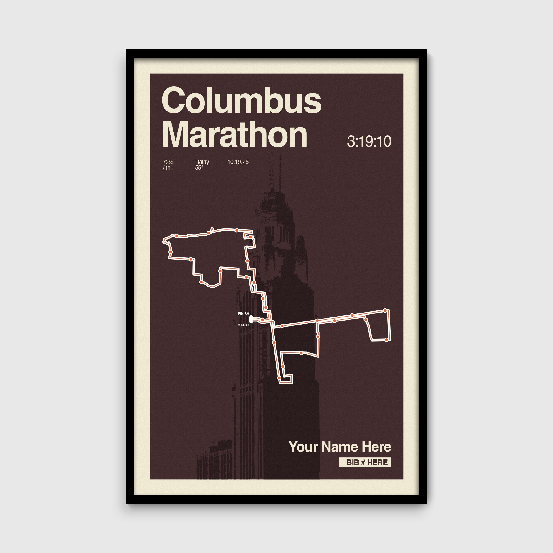Columbus Marathon Personalized Race Print