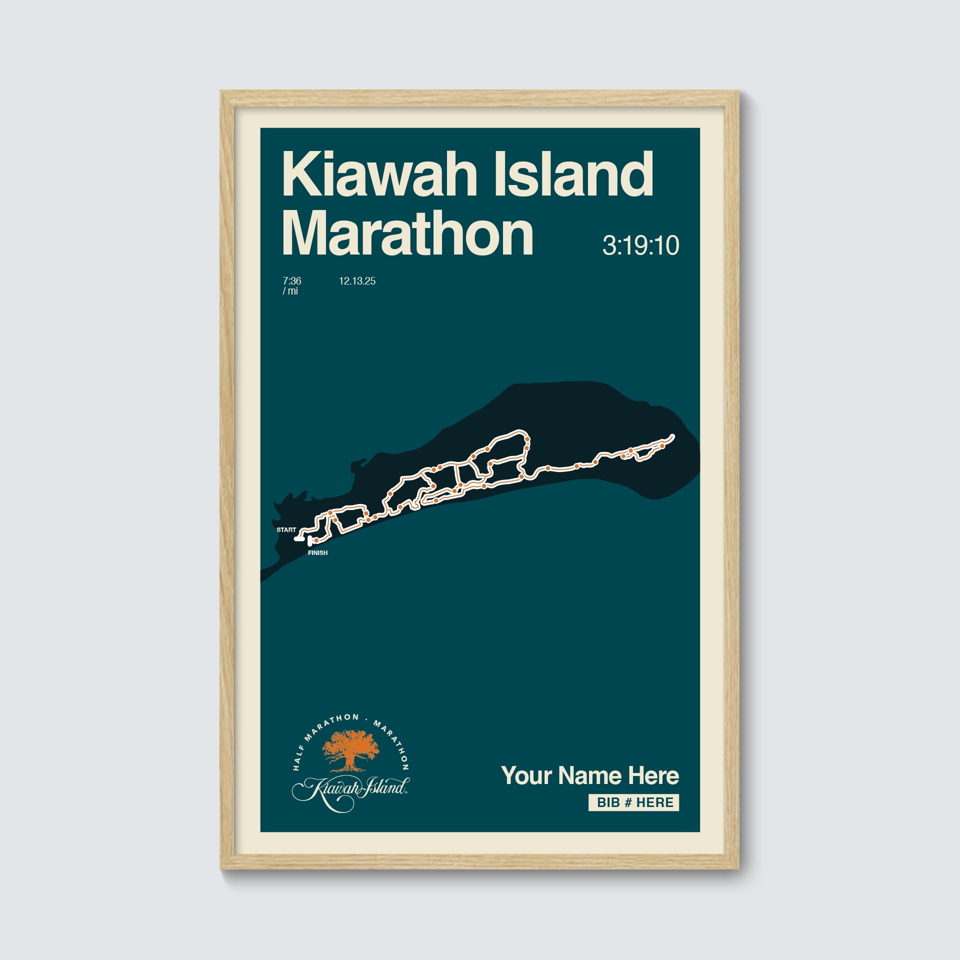 Kiawah Island Marathon Personalized Race Poster