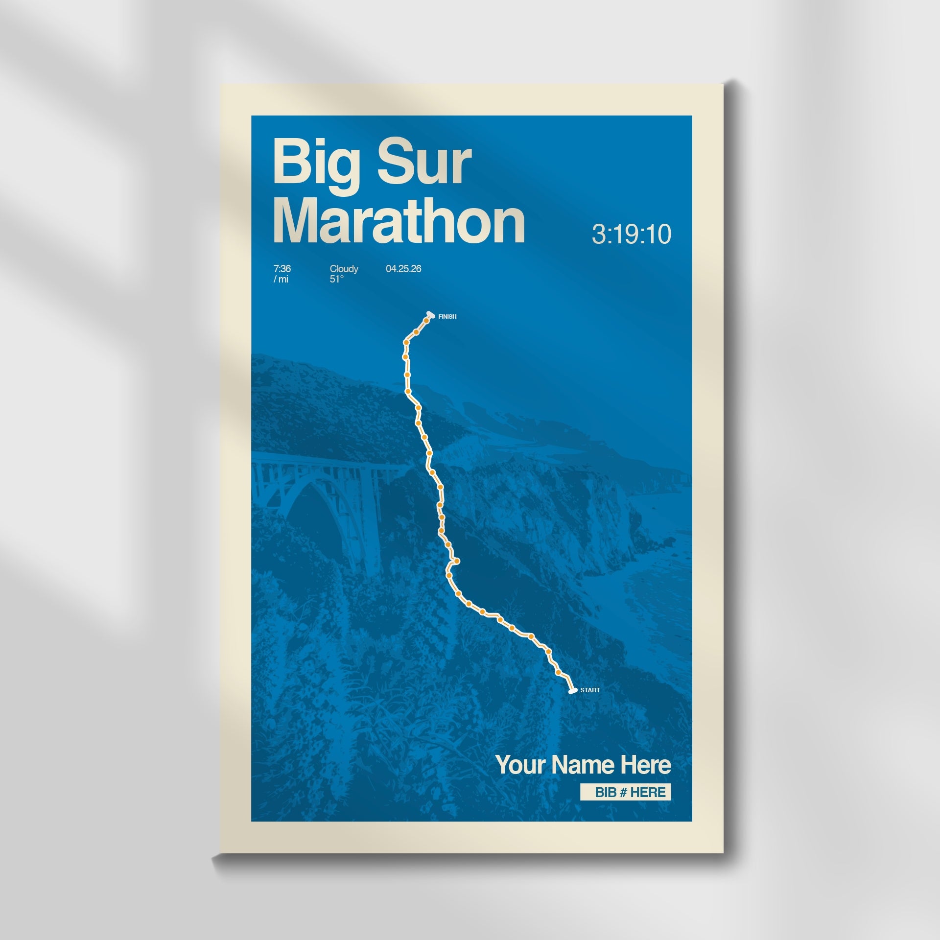 Big Sur Marathon Personalized Race Print
