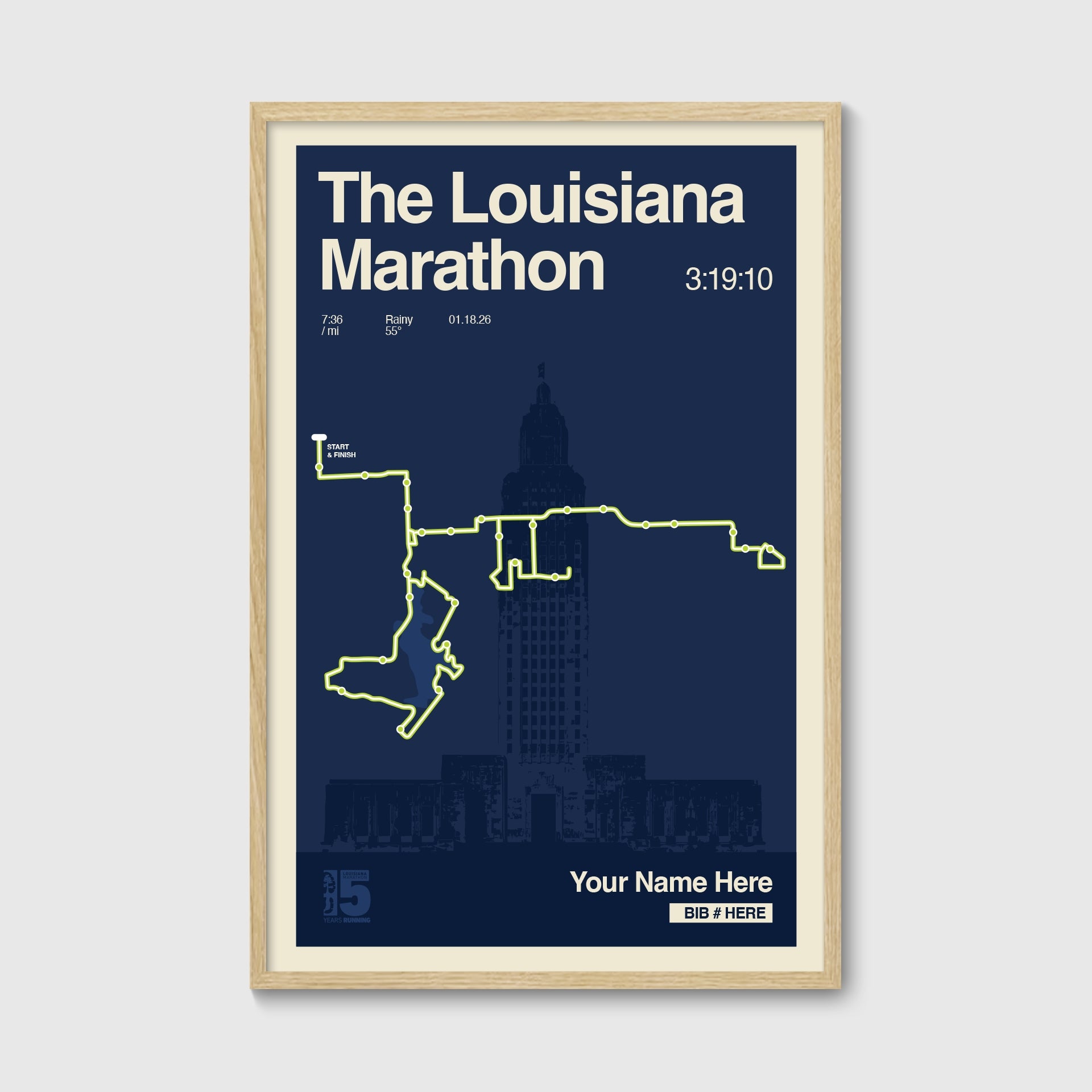 Louisiana Marathon Personalized Race Print