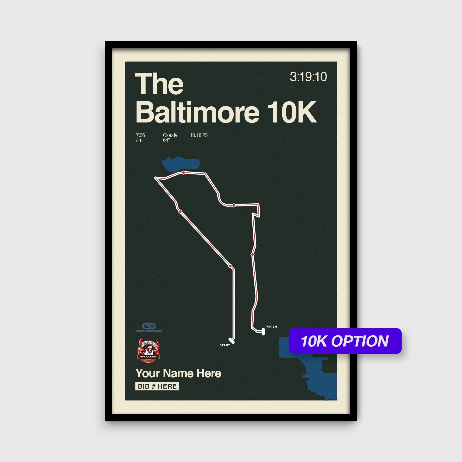 Baltimore Marathon Personalized Race Poster