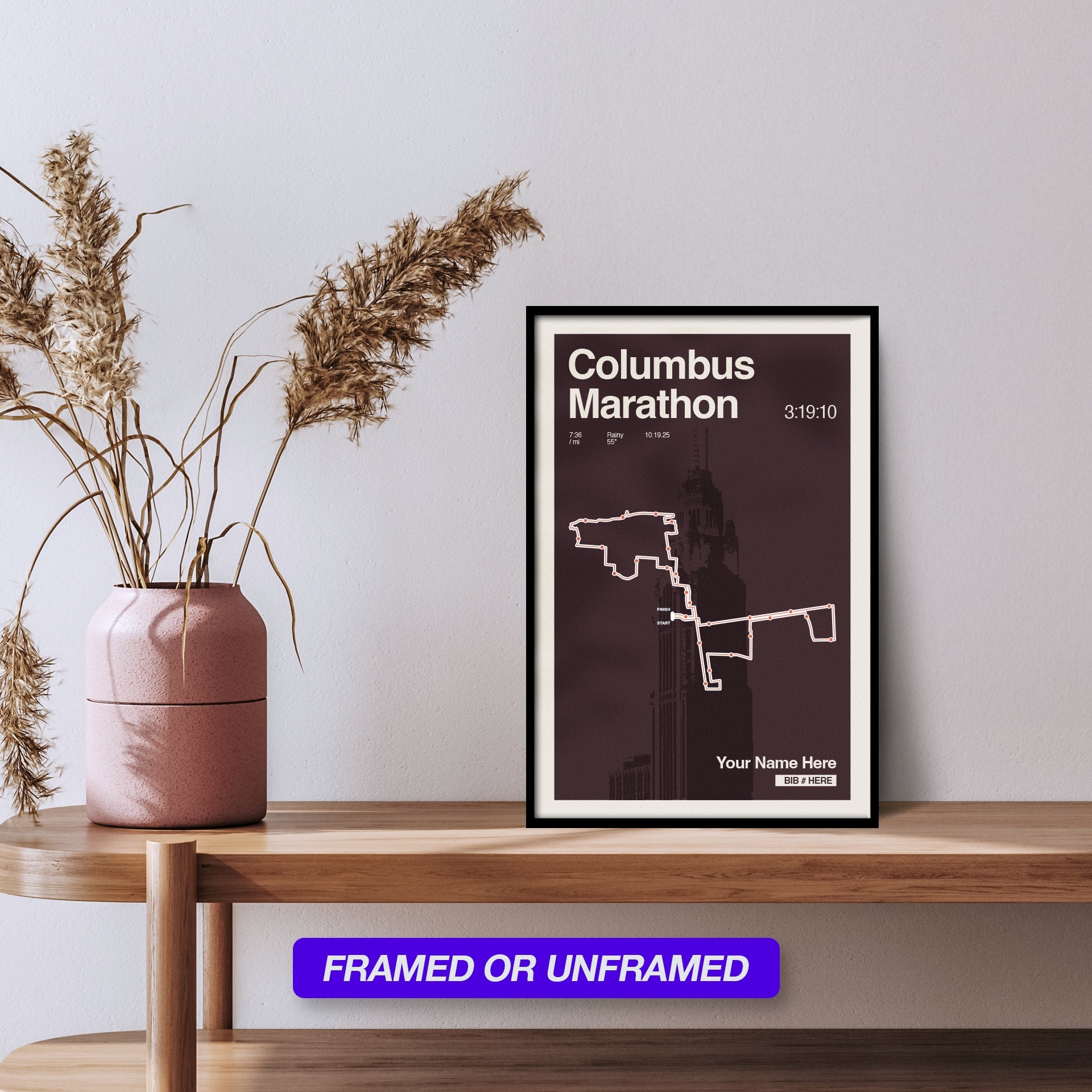 Columbus Marathon Personalized Race Print