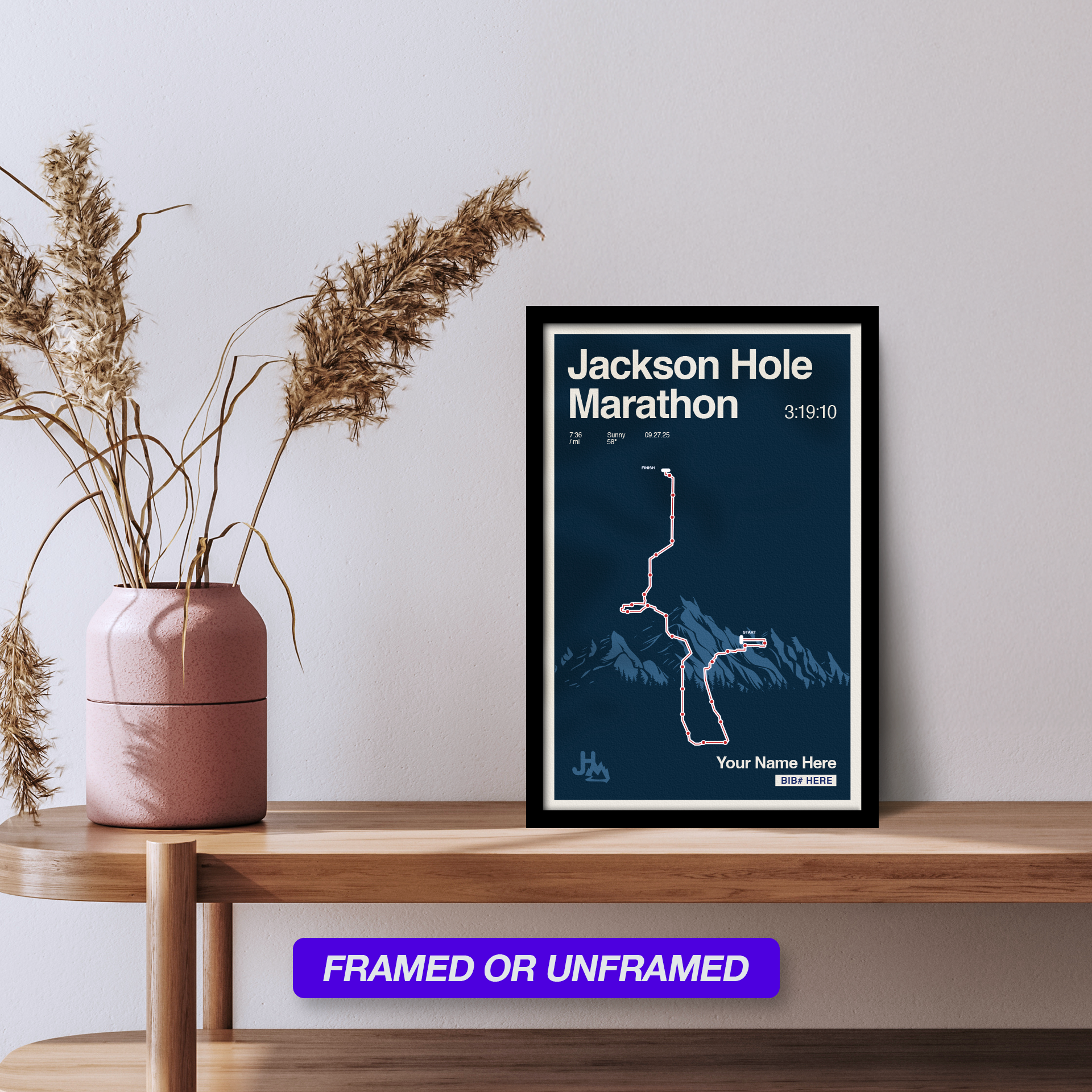 Jackson Hole Marathon Personalized Race Poster