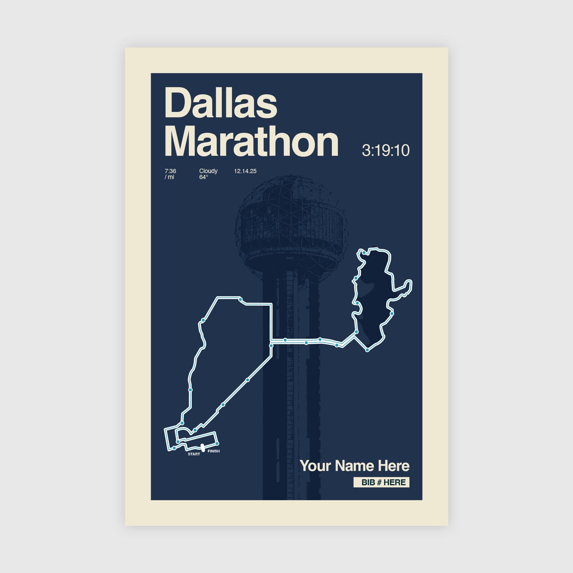 Dallas Marathon Personalized Race Print