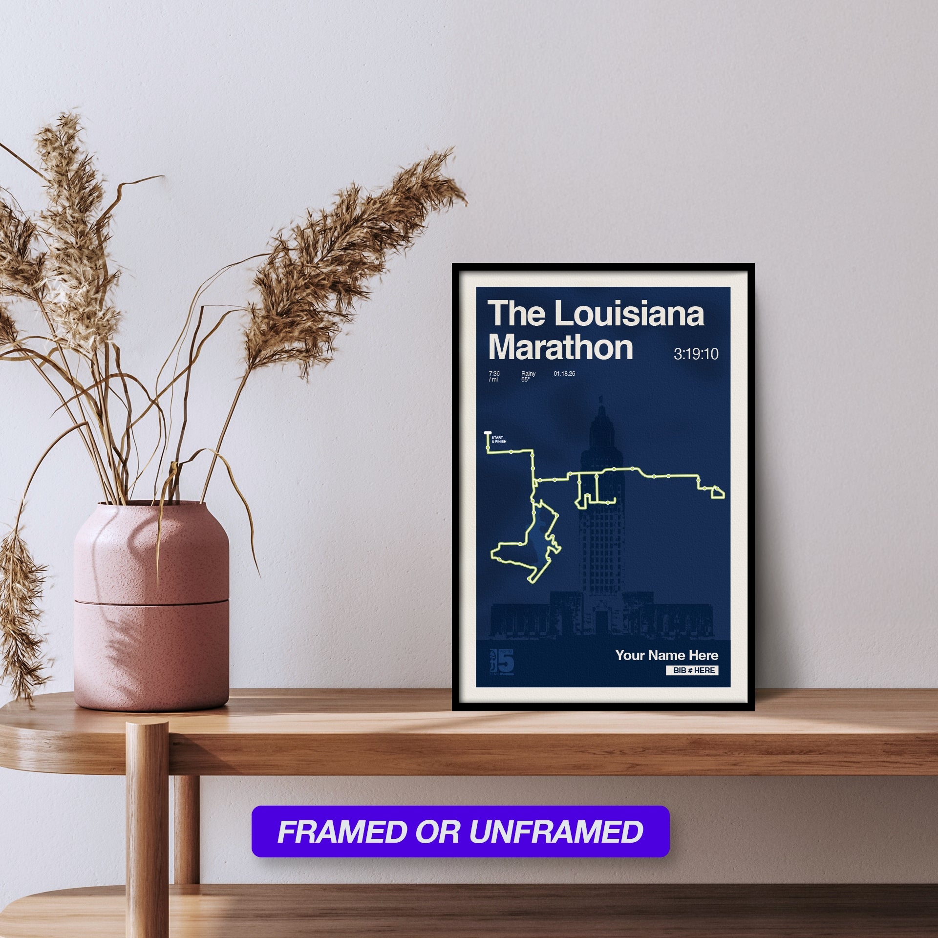 Louisiana Marathon Personalized Race Print