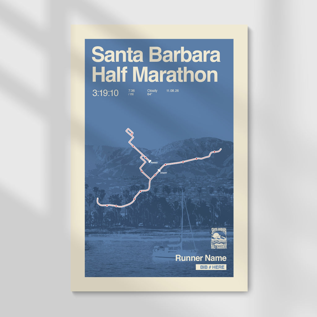 Santa Barbara Half Marathon Personalized Race Print