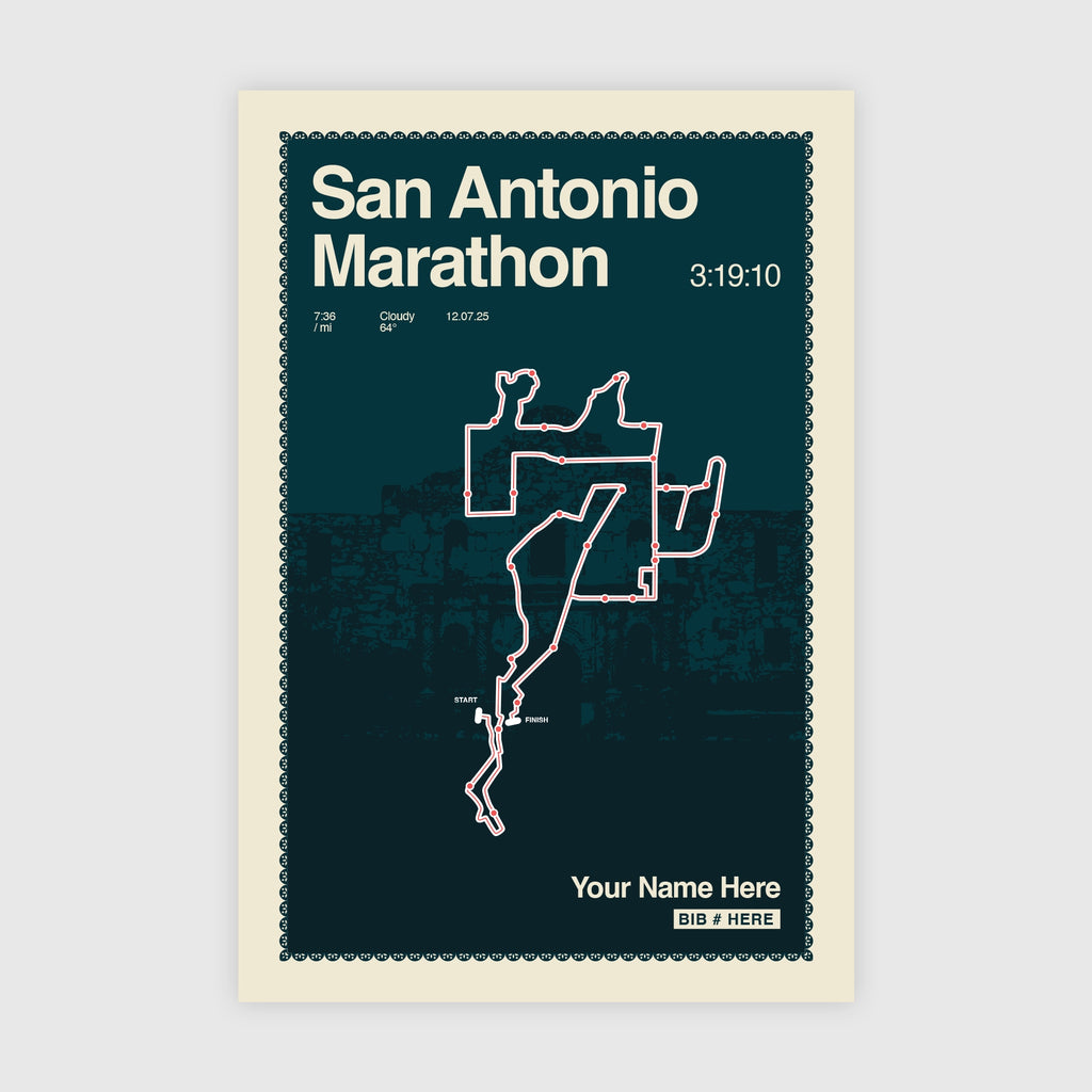 San Antonio Marathon Personalized Race Print