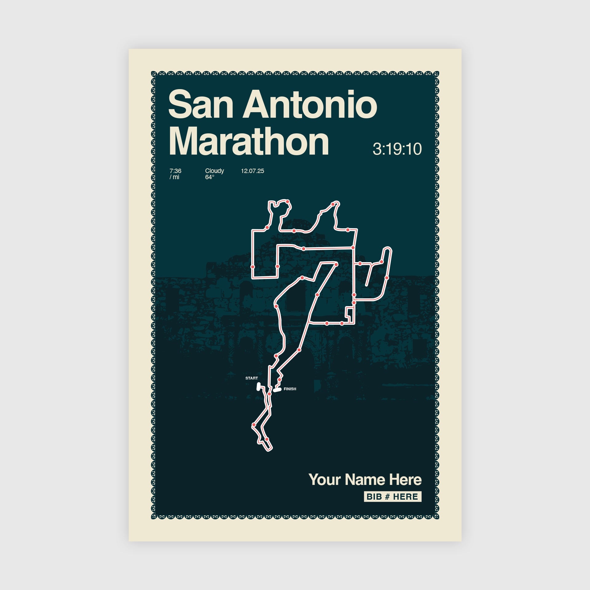 San Antonio Marathon Personalized Race Print