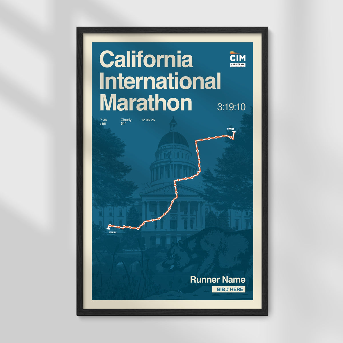 California International Marathon (CIM) Personalized Race Print