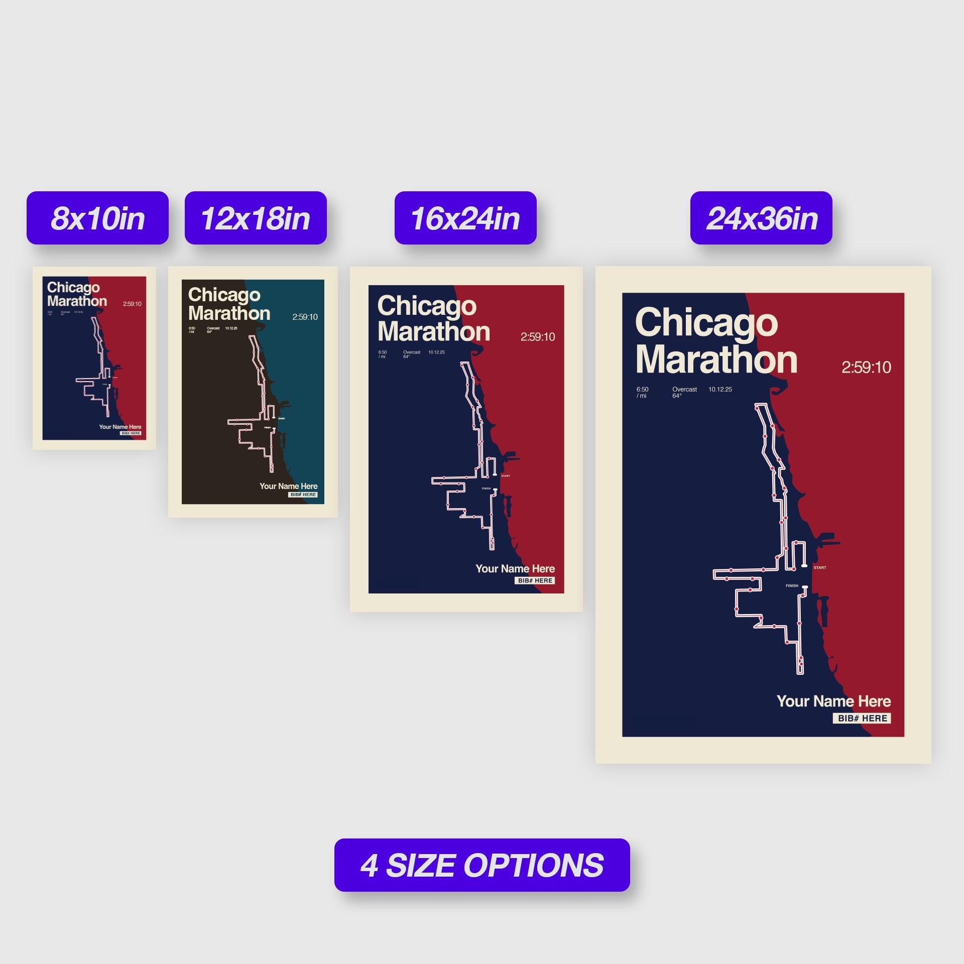 Chicago Marathon Personalized Race Print