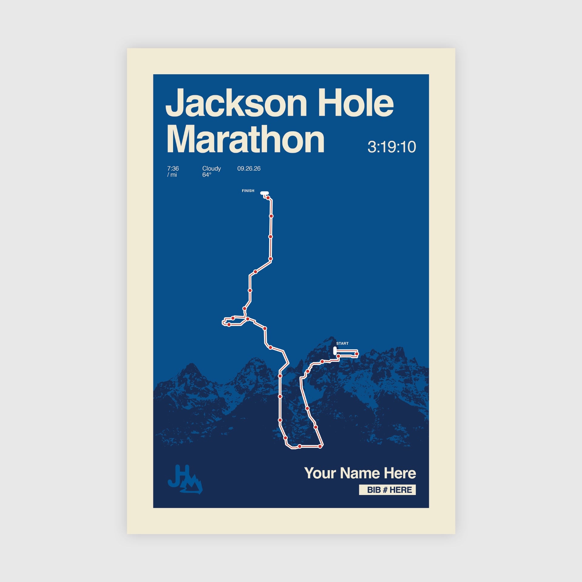 Jackson Hole Marathon Personalized Race Print